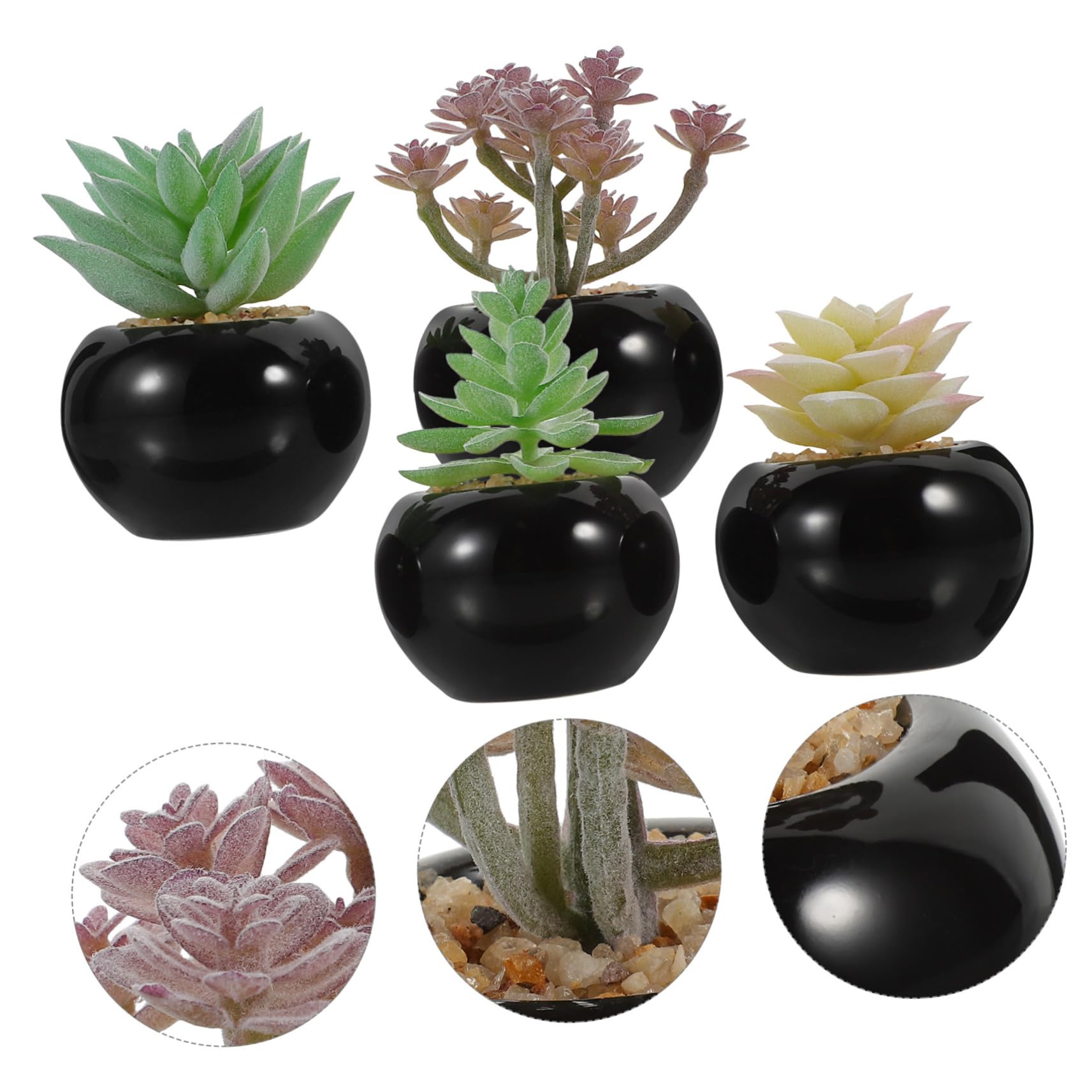 Mini Figurines Cactus En Résine - Lot De 4 Petits Pots Décoratifs Pour Bureau, Maison, étagère (2,5x1,5x1,5 Cm)