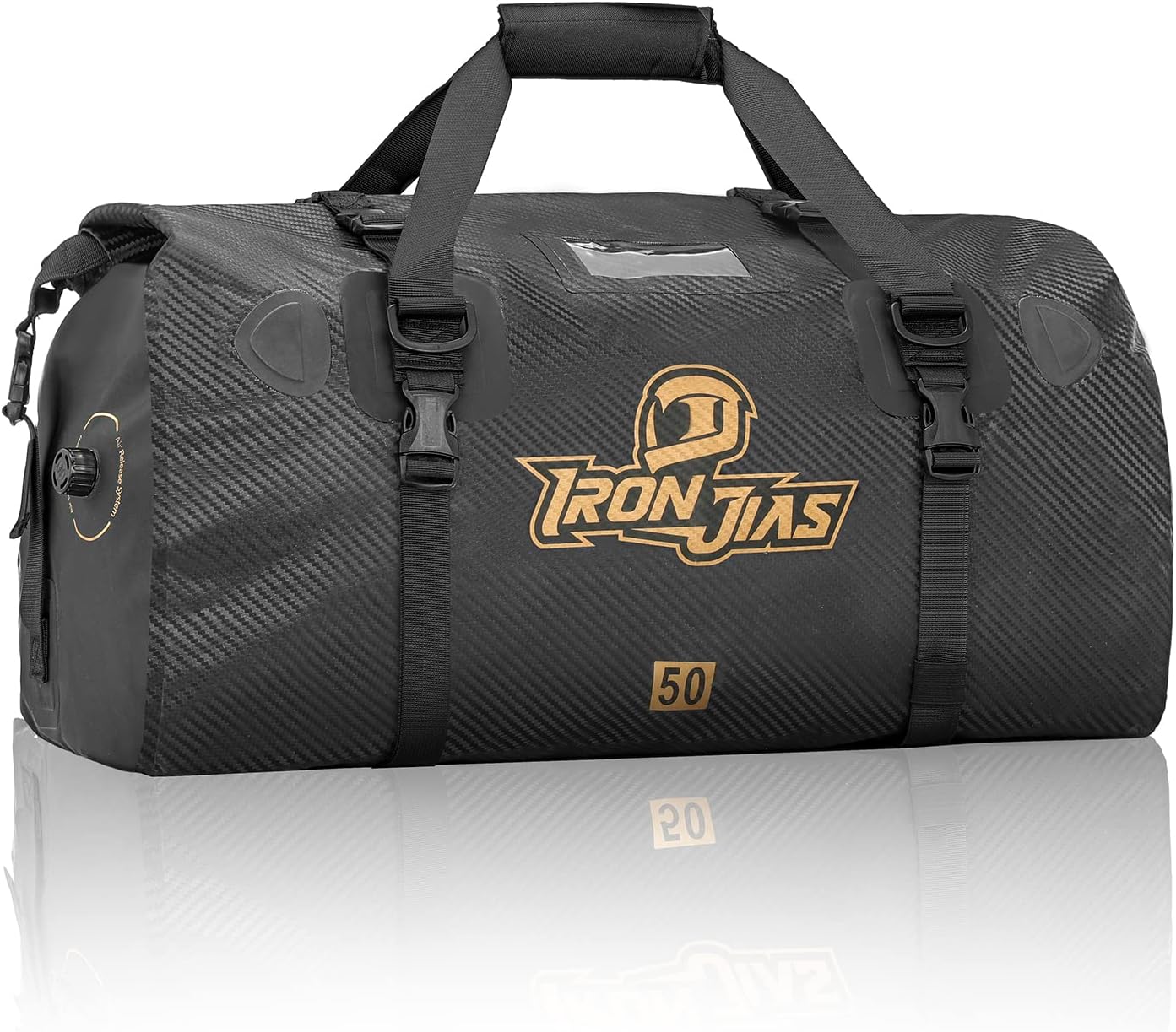 Grapelet Motorcycle Dry Bag Waterproof 50L - Motorcycle Tail Bag Saddle Bags with Carbon Fiber Texture PVC 500D Motorbike Duffle Bag Camping Travel Luggage Bags