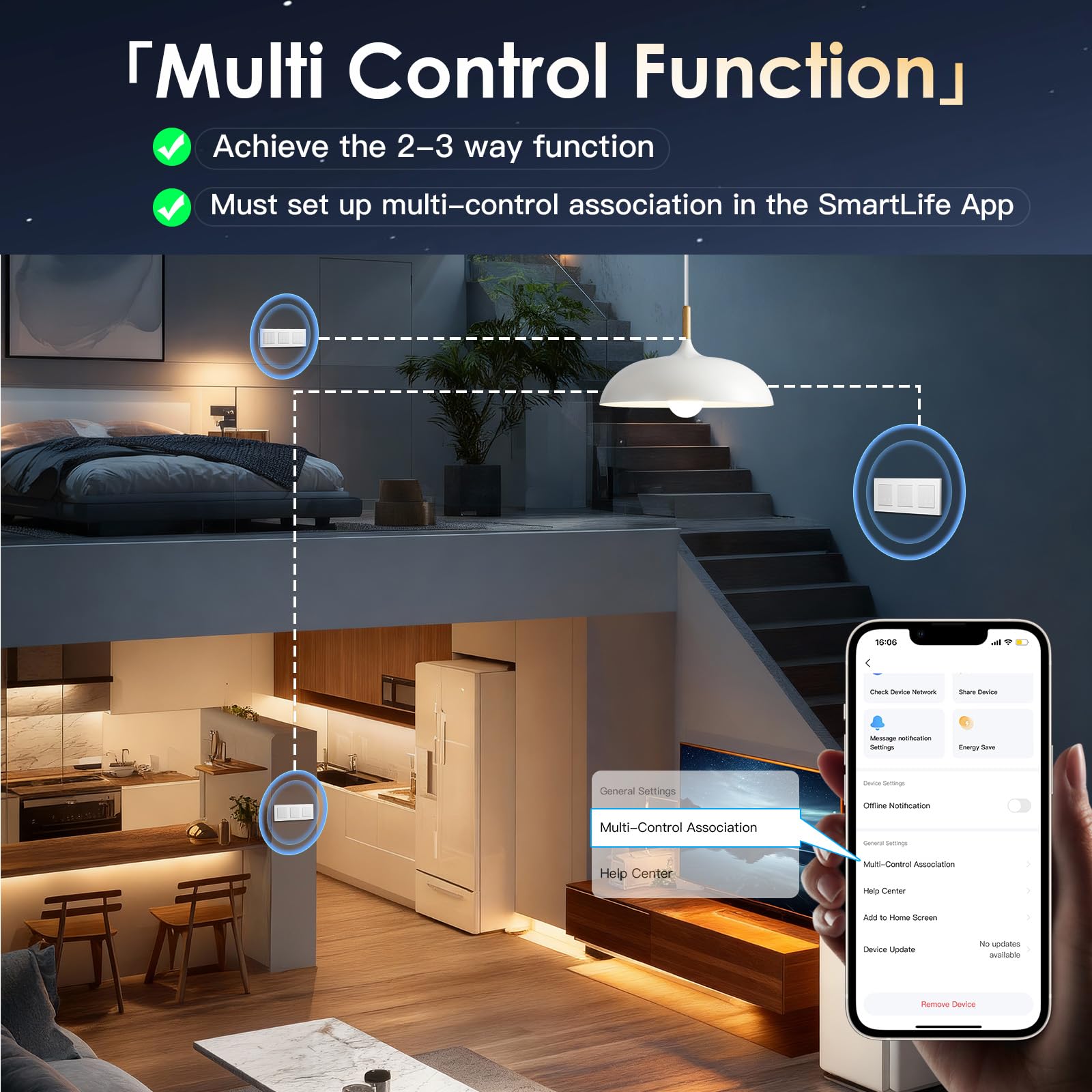 BSEED Triple WiFi Interrupteur Variateur 1 Gang 1 Voie Compatible avec Alexa et Google Home avec Cadre PC,Smart Interrupteur Dimmable pour Lampes LED 240 V(Nécessite Fil Neutre),Blanc