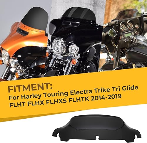 Miniatura 2 de AUTOVIC Parabrisas ondulado negro de 7 pulgadas para Harley Touring Electra Street Glide Ultra Limited Trike Trike Ultra Classic FLHT FLHX FLHXS