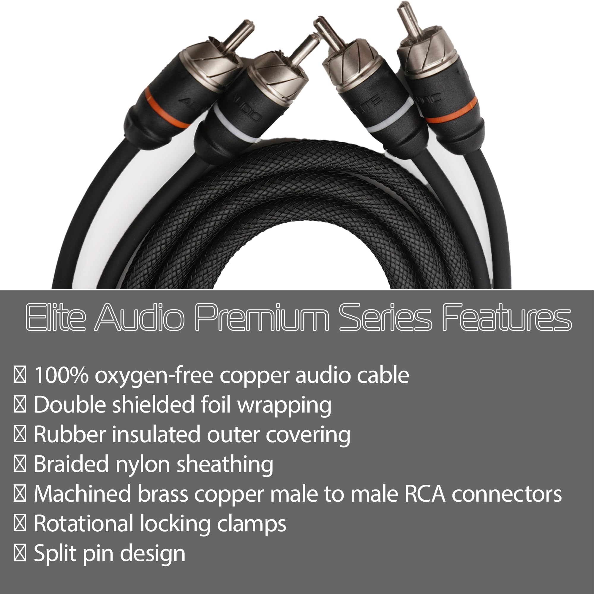 Elite Audio EA-PRMY2M Serie Premium 100% OFC Cobre RCA Interconexiones Estéreo Cable Y Estéreo, (2 macho a 1 hembra Cable de audio RCA Y, doble blindaje con reducción de ruido)
