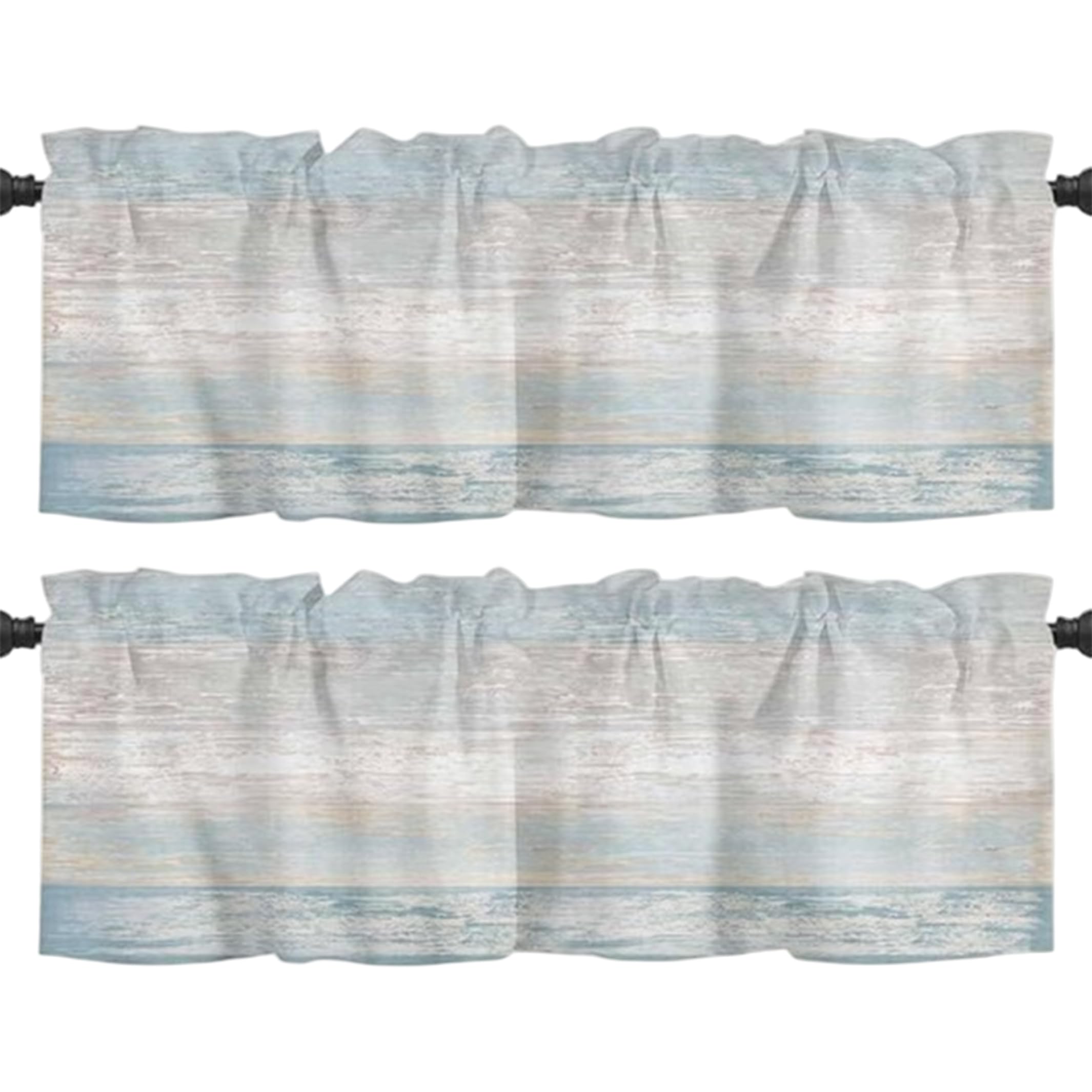 Tsawntd Curtain Valance, 2 Pack 52x18 Inch Coastal Gradient Window Valances, Polyester Dust-resistant Kitchen Valance Curtains Kitchen Window