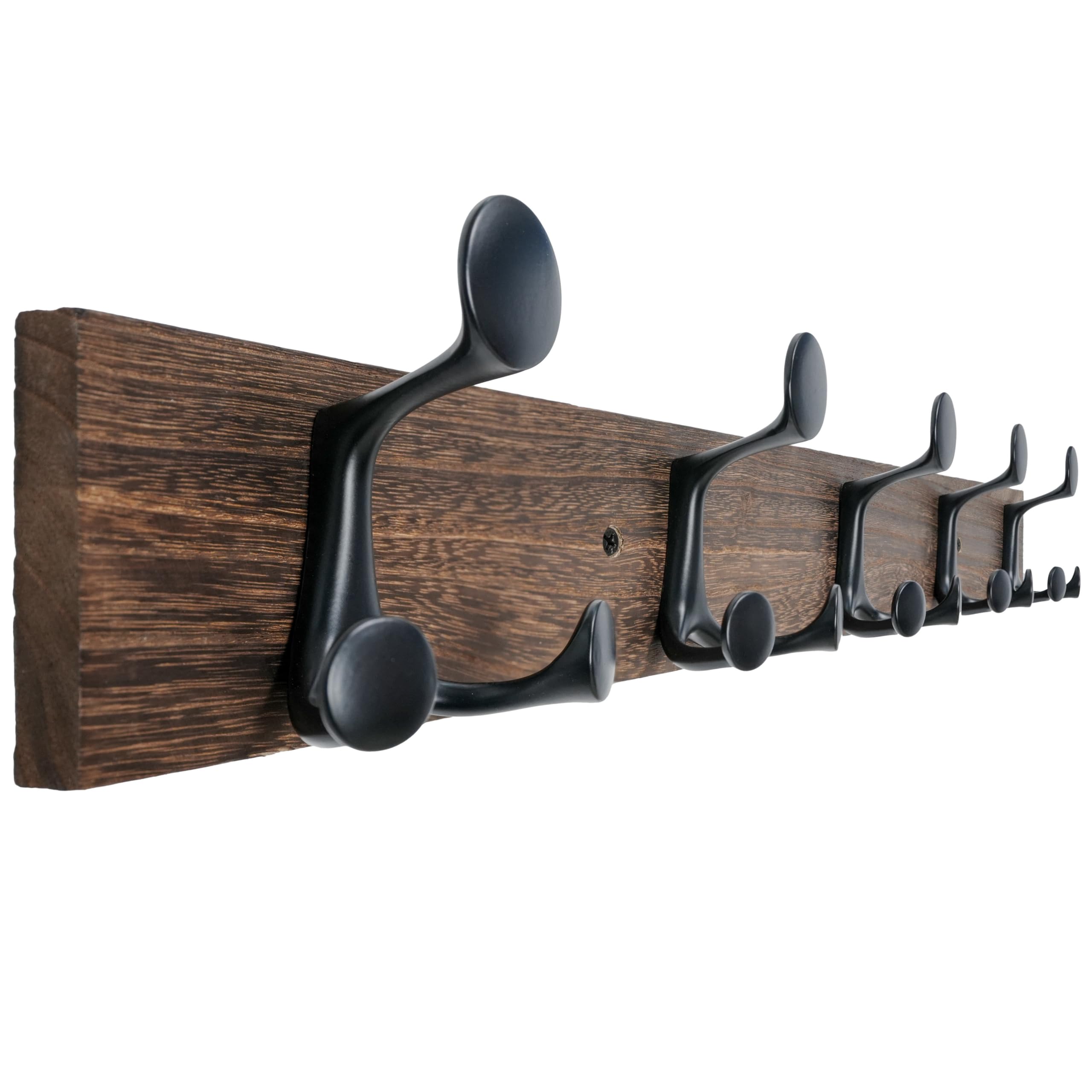WEBI Coat Rack Wall Mount,76cm Solid Wood Coat Hooks Wall Mounted Coat Hanger,Heavy Duty Hook Rack Rail,5 Triple Hooks for Hanging Coats,Jacket,Clothes,Hat,Backpack,Weathered Brown — image 1