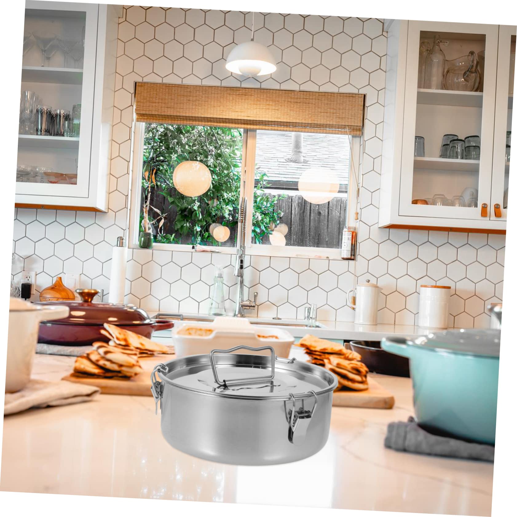 Molde de Acero Inoxidable con Tapa Vaporera, para Flan | Recipiente de Plata, con Asa Resistente, Uso en Horneado y Vapor, para Boniatos y Pudines