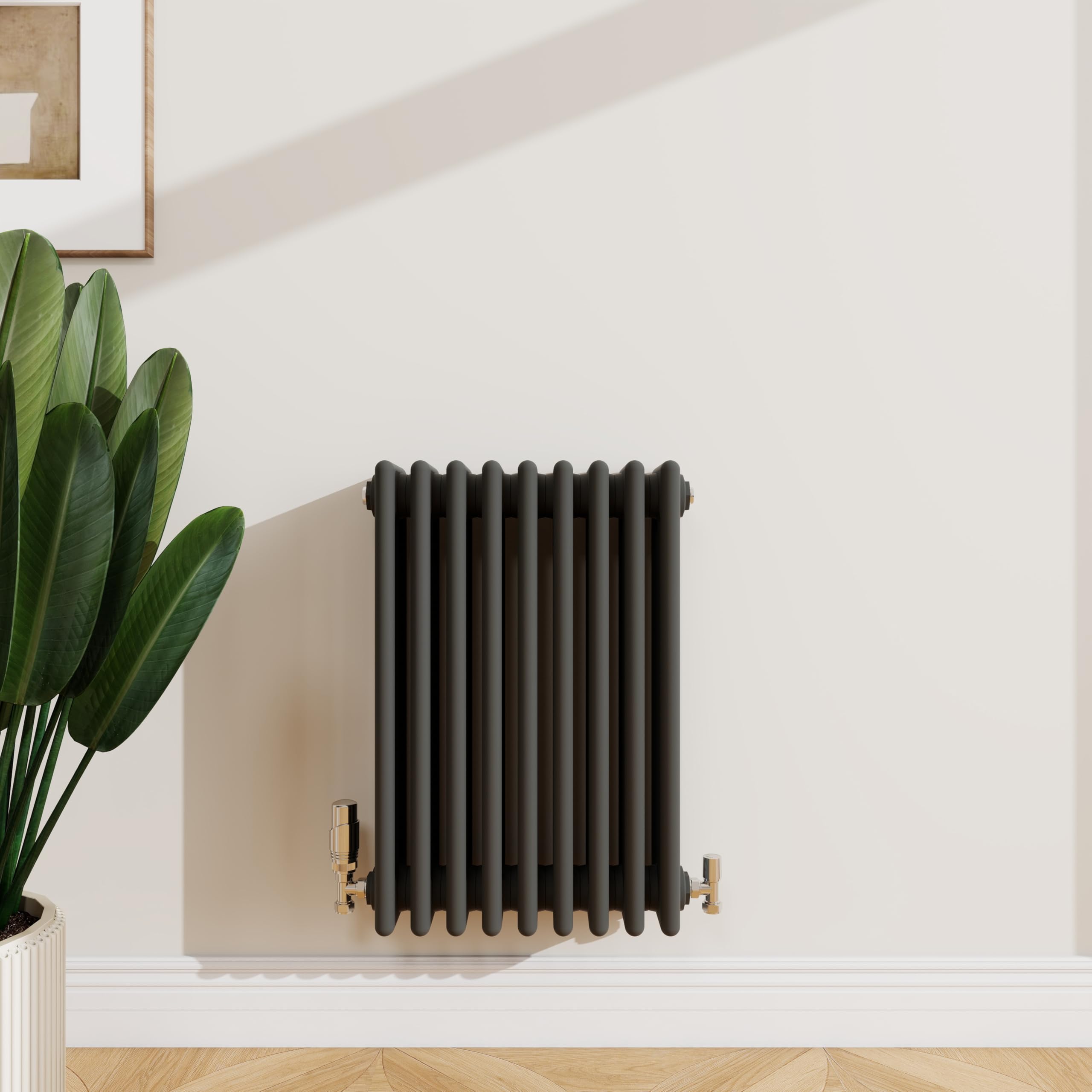 SLINE SANITARY 600x425mm Cast Iron Style Traditional 4 Column Horizontal Anthracite Central Heating Radiator
