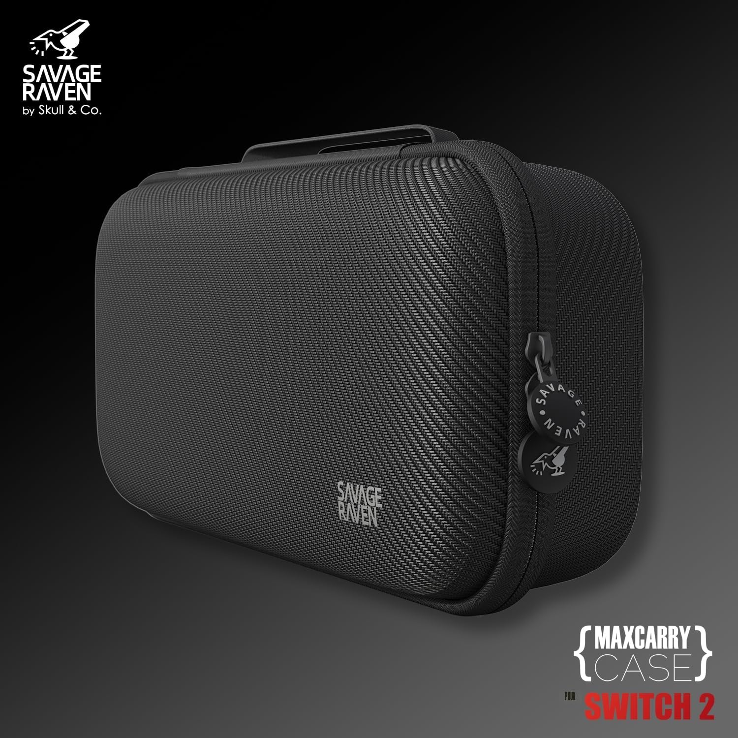Savage Raven by Skull & Co. NeoGrip Bundle for Nintendo Switch 2: an Ergonomic Grip Hard Shell Handheld Case with Replaceable Grips [to fit All Hands Sizes] [with Carrying Case]- Black
