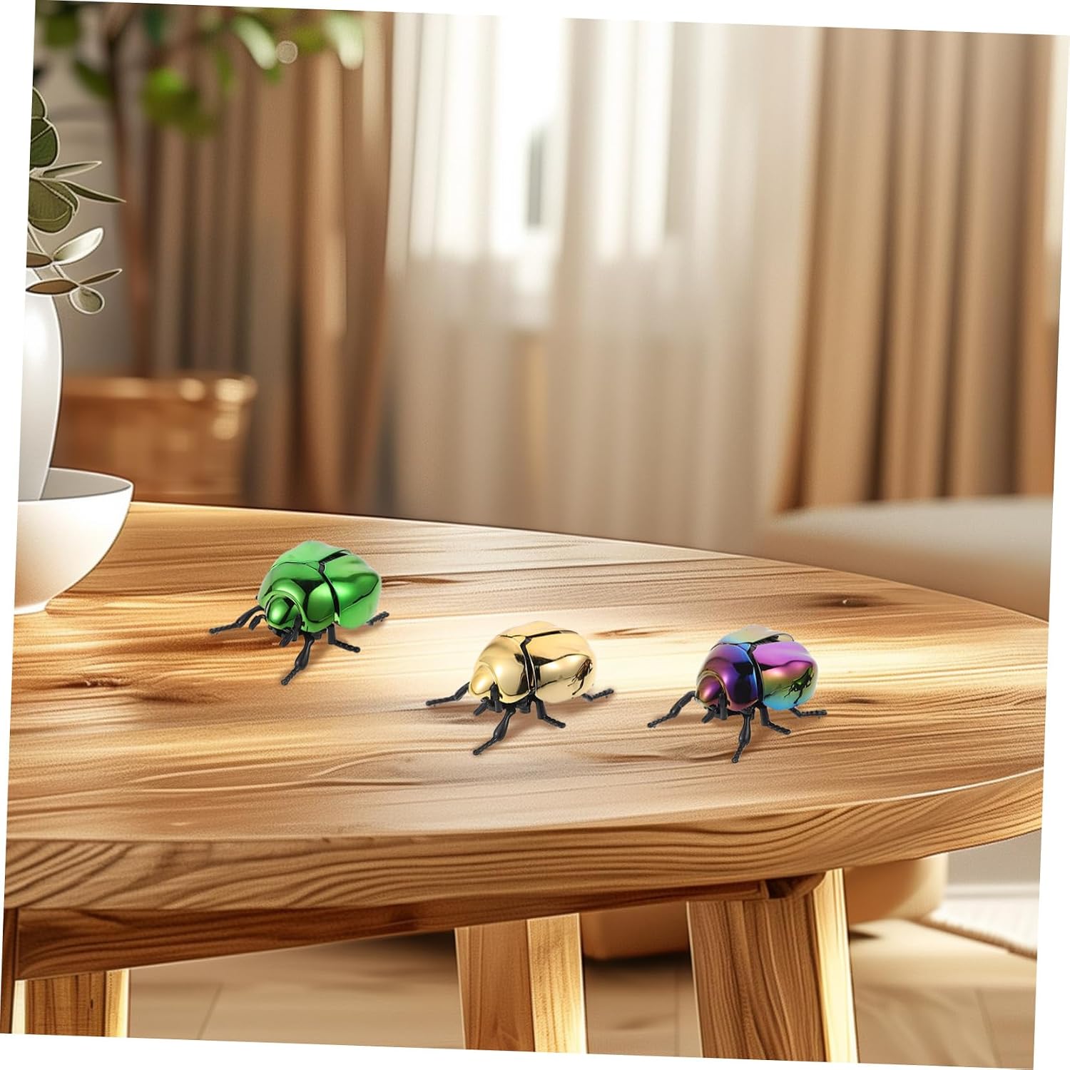 Abaodam 3pcs Lifelike Beetle Figures with Shaking Head Tail for April Fool Day Halloween Decor Educational Play and Observation Skills Development