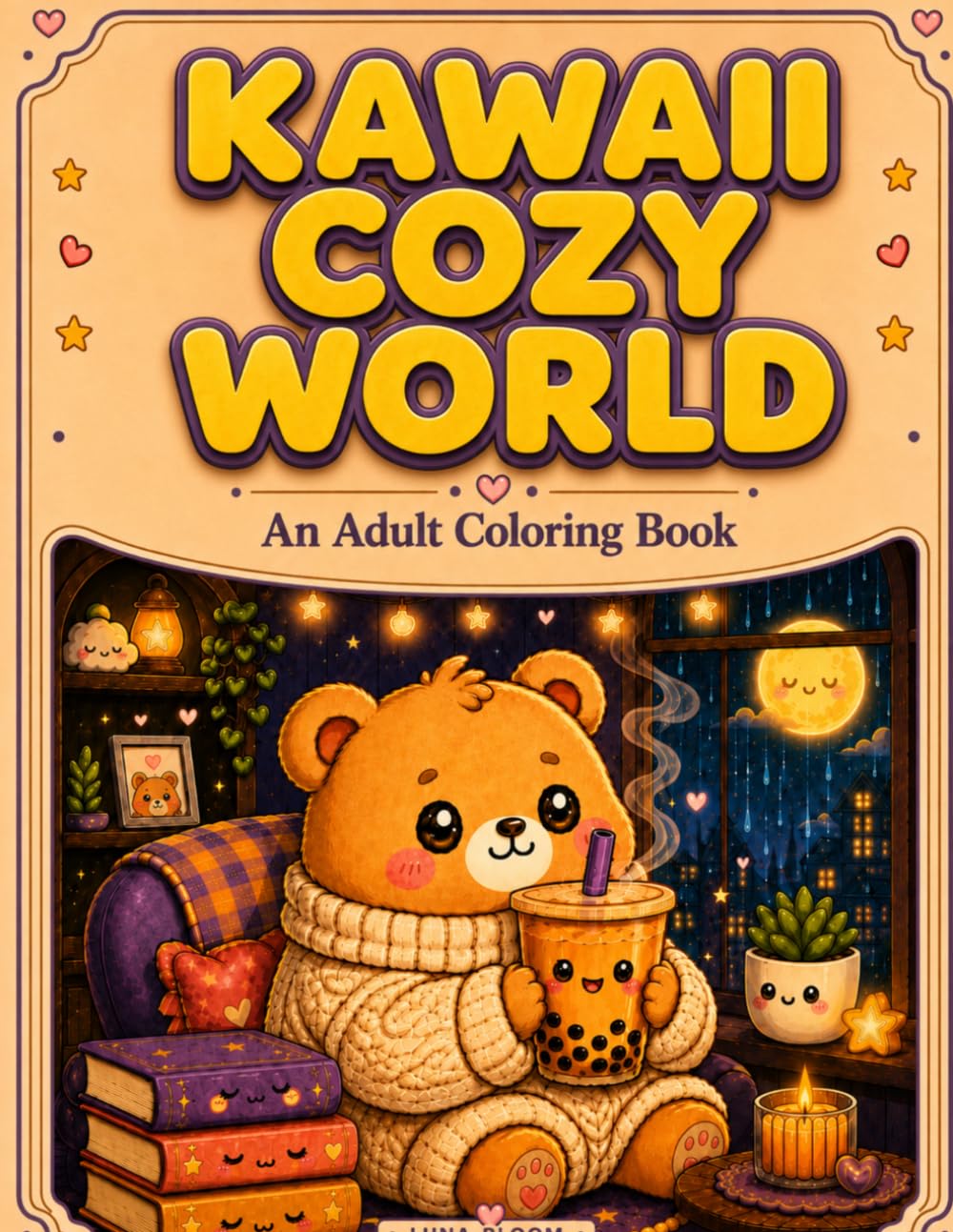 Kawaii Cozy Coloring Book for Adults: 50 Bold and Easy Cute Scenes for Relaxation, Stress Relief, Mindfulness and Self-Care