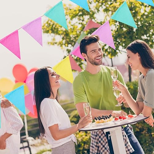 Miniatura 4 de 72 banderines coloridos banderines banderines de banderines triangulares, bandera de arco iris, bandera de arpillera imitada, guirnalda para