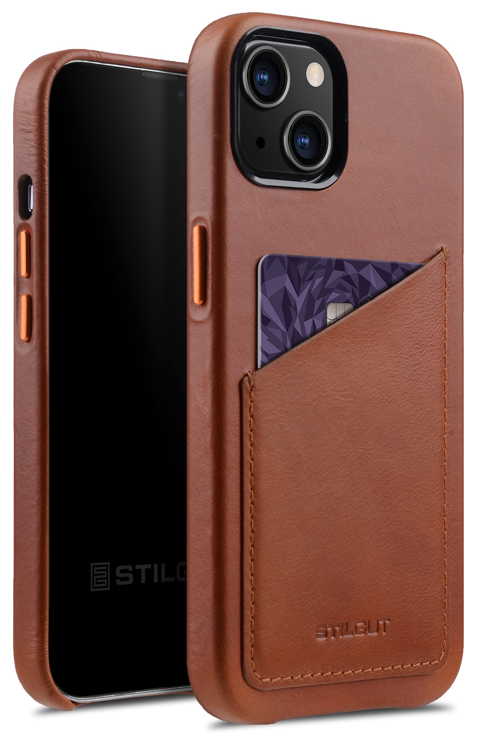 StilGut IPhone 13 Mini Book Case – Handyhülle Aus Italienischem Leder Mit Blickschutz & Wireless Charging