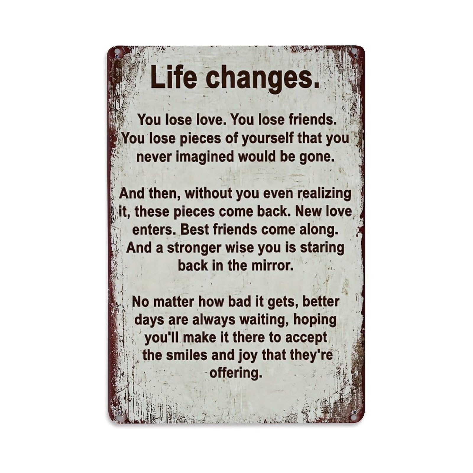 Jdfenggu Vintage Life Changes You Lose Love Retro Metal Tin Sign, Decor Art Poster For Bar, Home, Man Cave, Kitchen, Laundry Room Gift 8X12inch