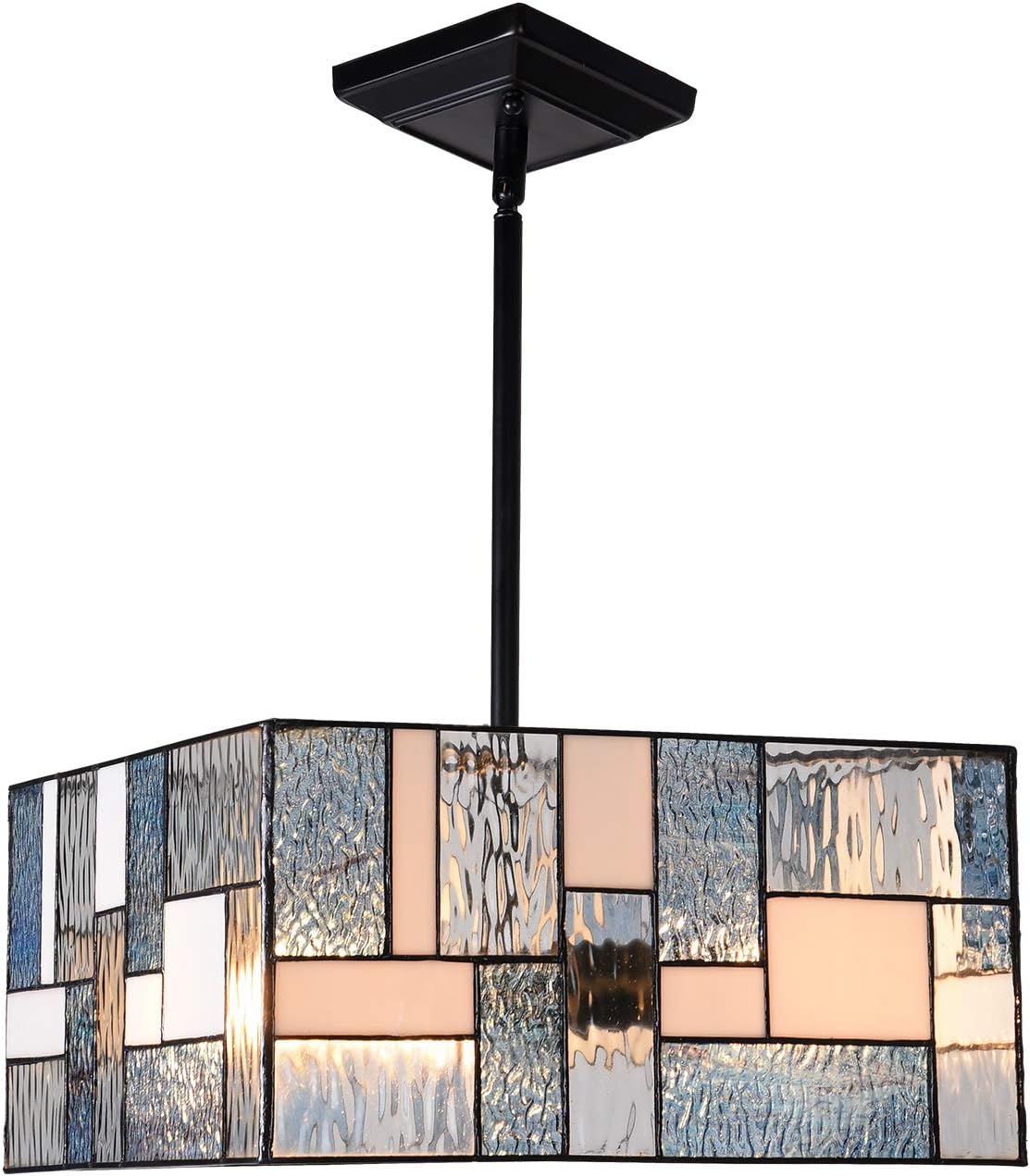 ARTZONE Tiffany Pendant Light Fixture[3 Lights][14''Wide*Adjustable Height] Stained Glass Tiffany Hanging Chandelier for Kitchen Island Dining Room