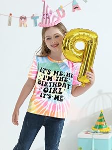 KALYRE Birthday Girl Shirt Its Me Hi Im The Birthday Girl Its Me T-Shirts Kids Short Sleeve Tee Outfit 5-14 Year