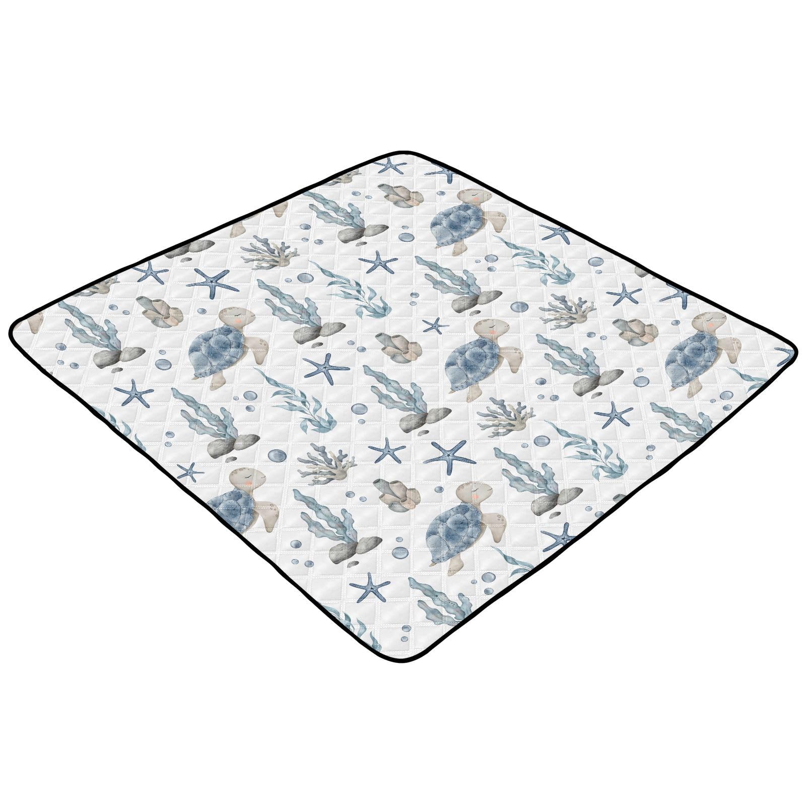 Selerdon Baby Play Mat Sea Turtle Seashell Starfish 50