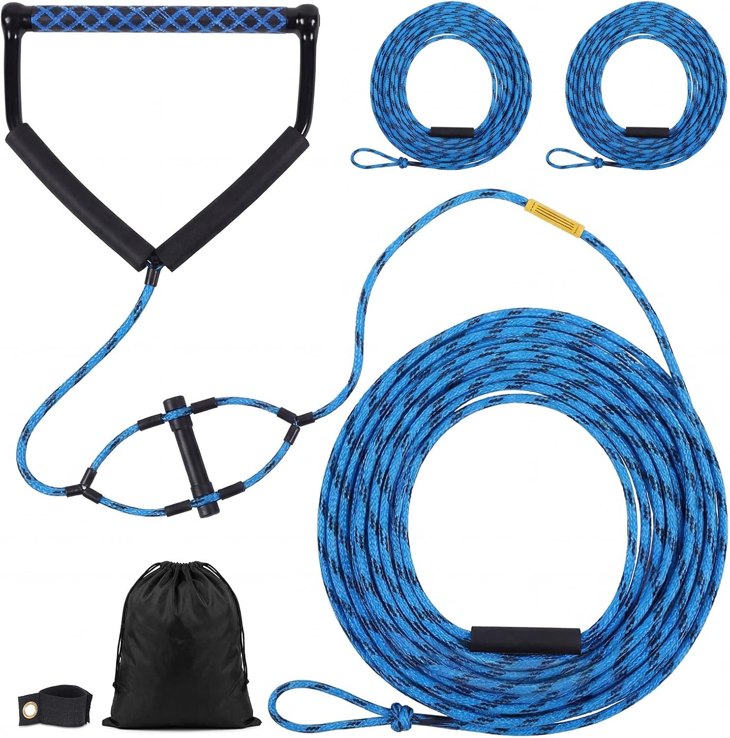 Shappy 80 FT Adjustable Wakeboard Rope and Handle, 4-Section Heavy-Duty Floating Water Ski Kneeboard Rope for Watersports, Wake Surf Tow for Waterskiing Professional & Beginner Wakeboarders