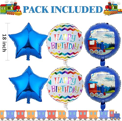 Miniatura 3 de 9 globos de cumpleaños de tren, decoraciones de tren de segundo cumpleaños, suministros de fiesta de cumpleaños temática de tren de tren, decoración