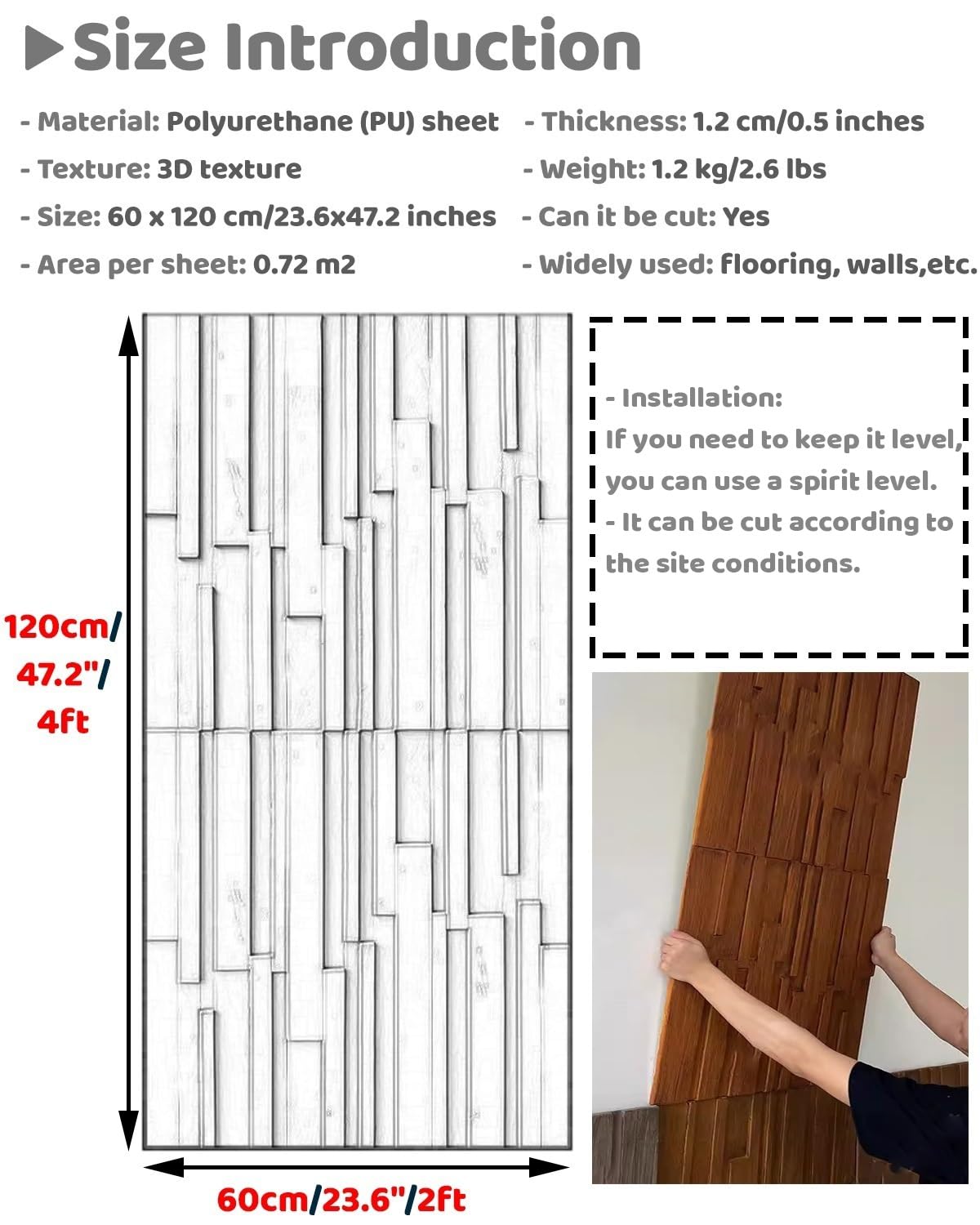 Panele ścienne 3D z listwami do dekoracji wnętrz i na zewnątrz, panel teksturowany do łazienki i dekoracji ścian