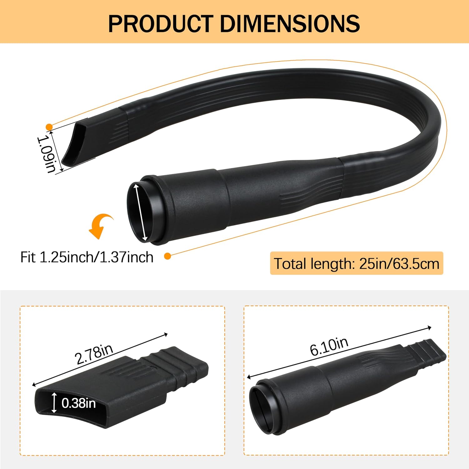 25 inch Flexible Vacuum Crevice Attachment Tool Vacuum Vacuum Attachment for Vac Hoses 1-1/4"(32mm) or 1-3/8"(35mm) vac Accessories Compatible Dyson Shark Hoover Kenmore Bissell & More image 2