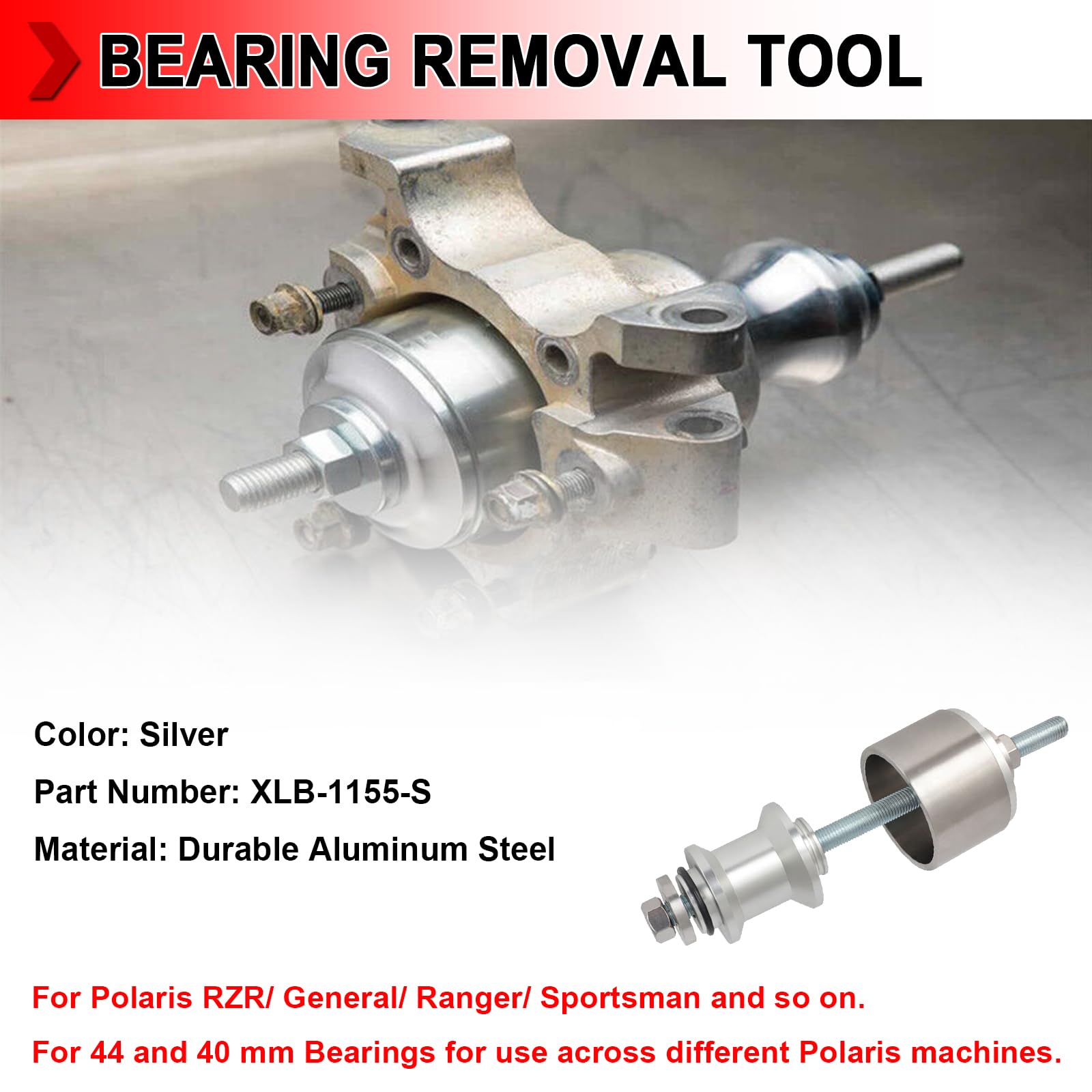 YIYUANYI Wheel Bearing Removal Tool, 40 or 44 mm Wheel Bearings Convenient Removal and Installation Tool Compatible with Polaris Ranger RZR, Ranger, General, Sportsman Vehicles