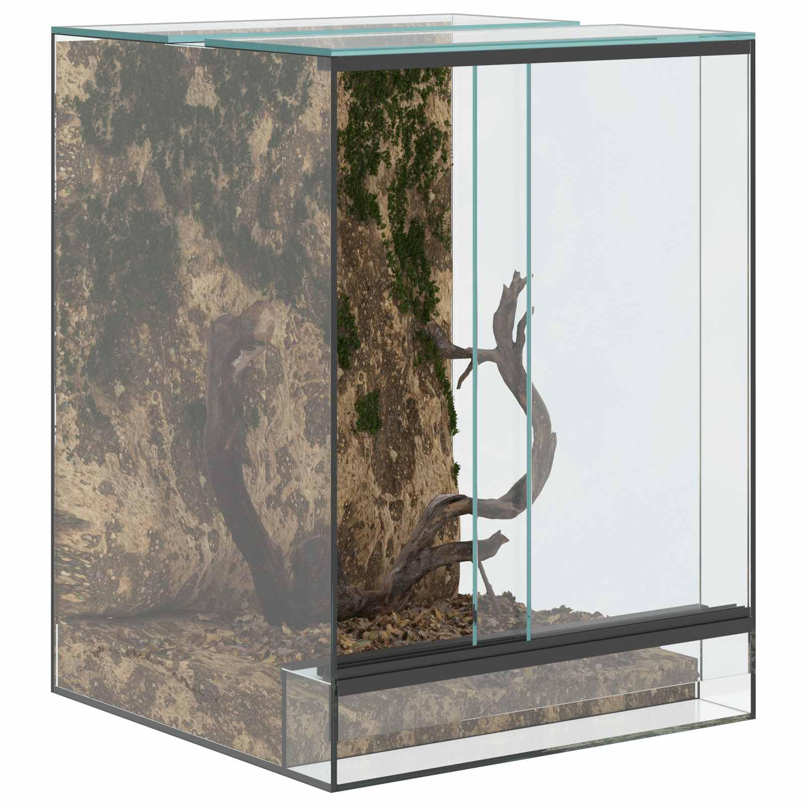 Terrarium 30 x 30 x 40 cm aus Glas für Reptilien und Amphibien mit Schiebetüren und Belüftung