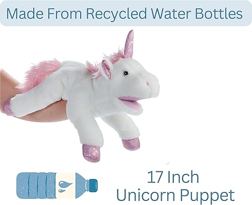 Miniatura 3 de The Petting Zoo Marioneta de peluche de unicornio de mano, regalos para niños, animales de marioneta, juguete de peluche interactivo de unicornio de