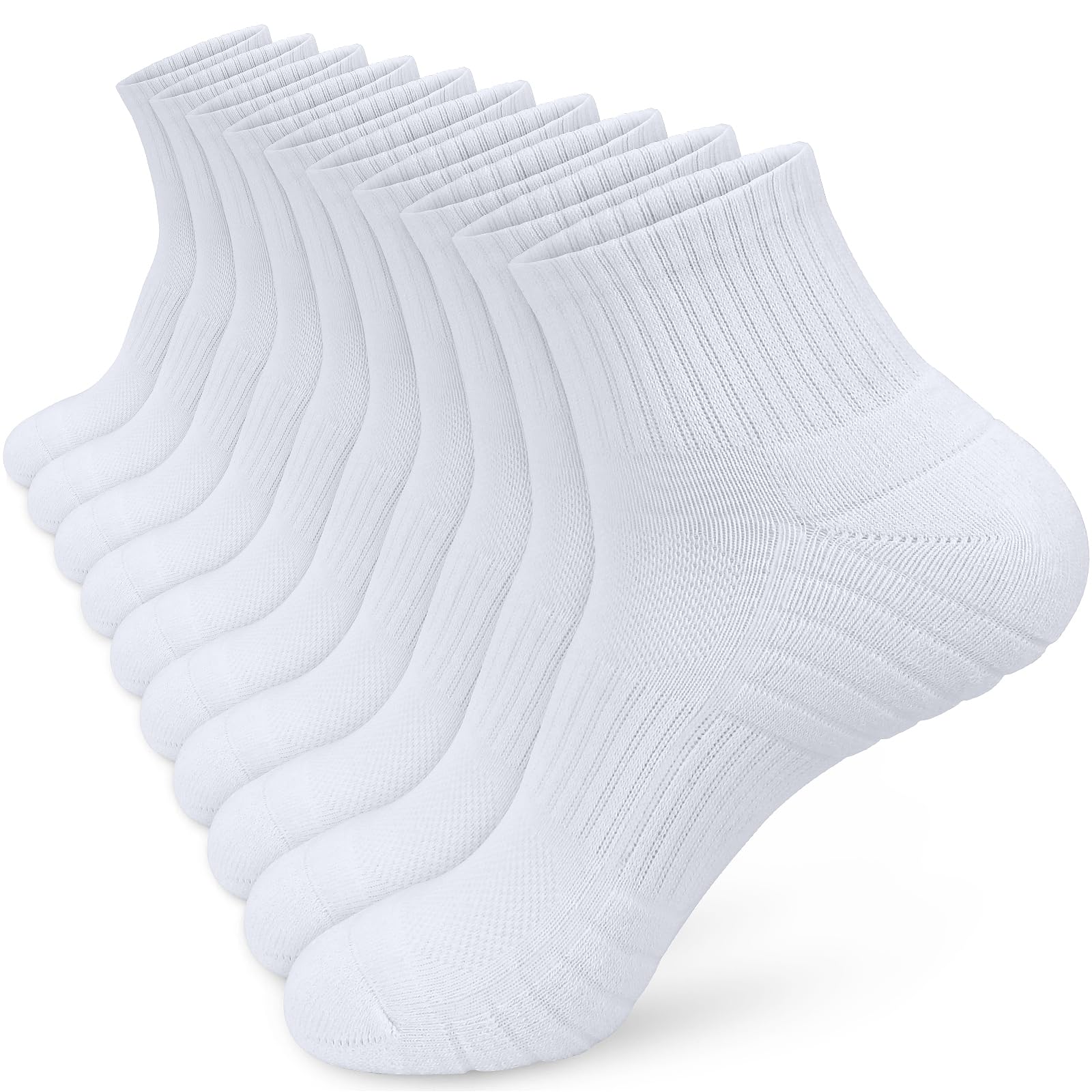 ouhos Womens Ladies White Black Running Trainer Ankle Socks Anti Blister Walking Hiking Sports Socks Cushioned Work Support Cotton Socks for Womens 4-7 Multipack Cycling Athletic Socks 5 Pairs