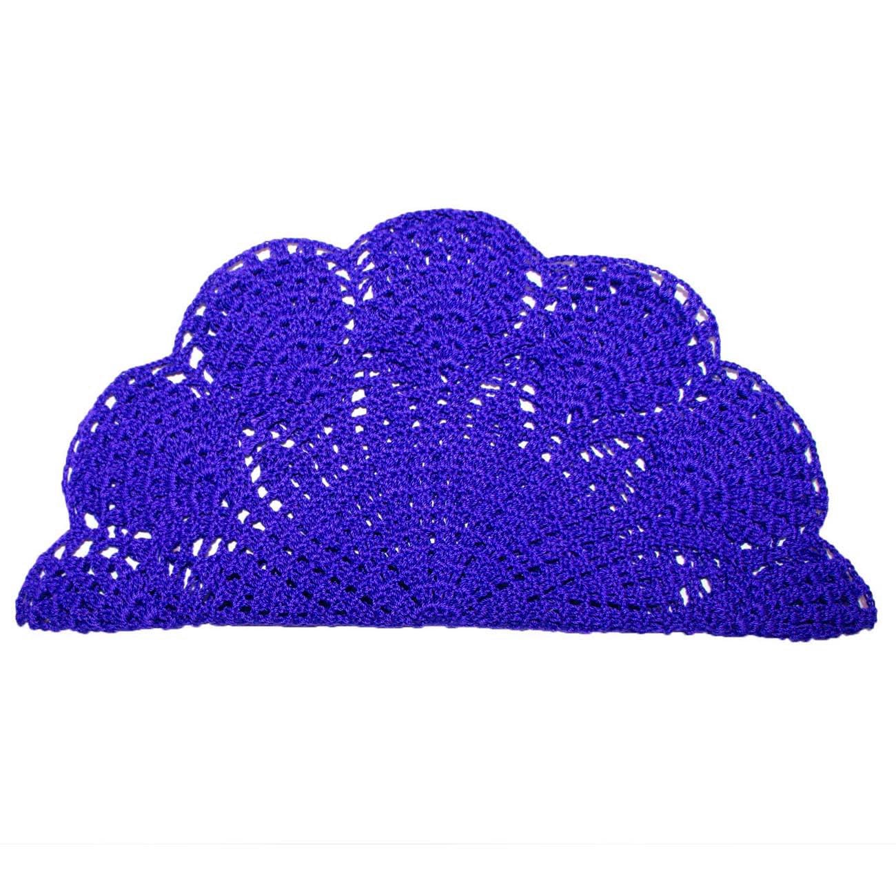 BOMHCS Pack of 1 PC 12 in, 14 in Round Flower Lace Doilies Coasters Kitchen Tableware Handmade Crochet Placemats (Blue - Image 2