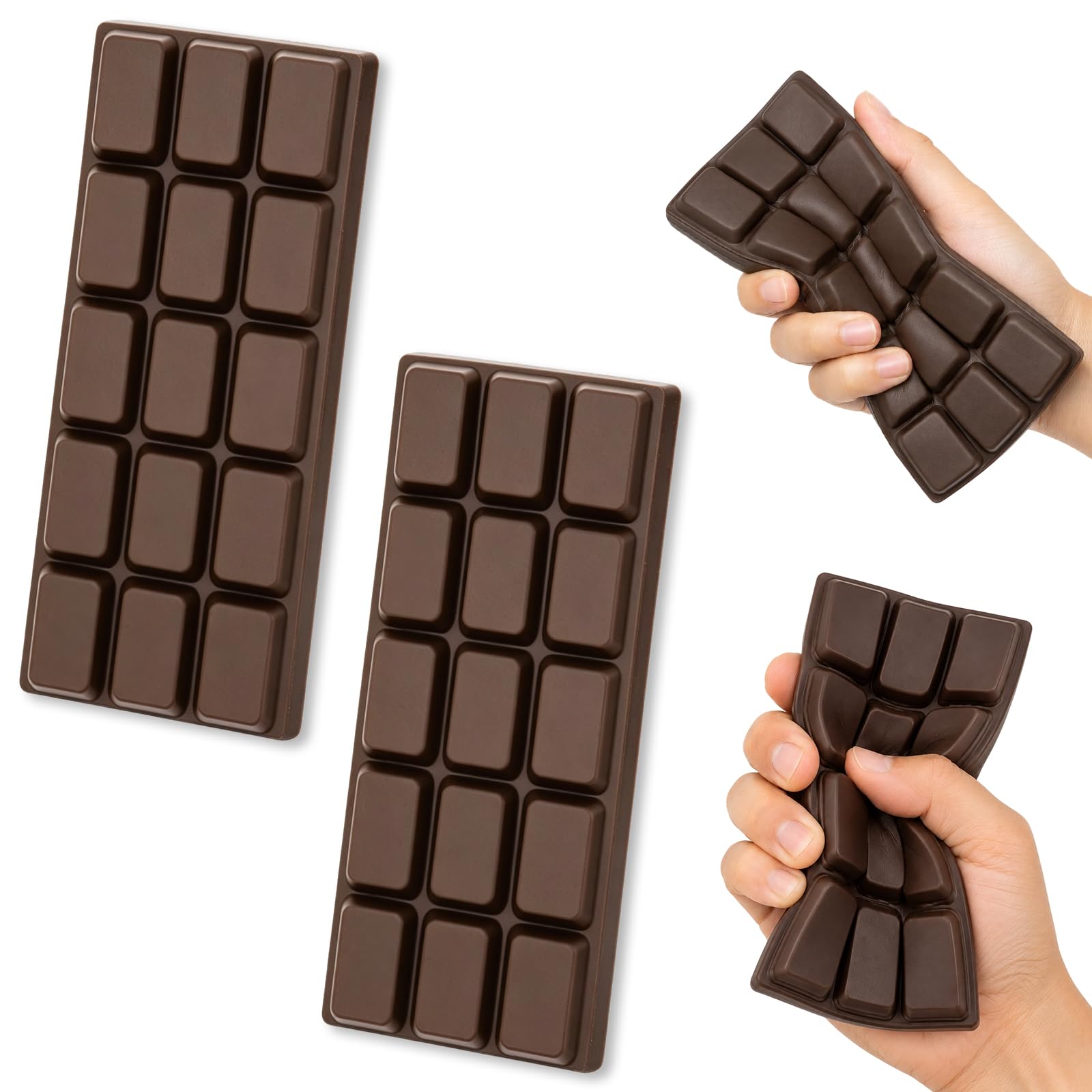 2Pcs Chocolate Squishy, Slow Rising for Sensory Quiet and Focus Support, Portable with Soft Feel and Realistic Design, Suitable for Study