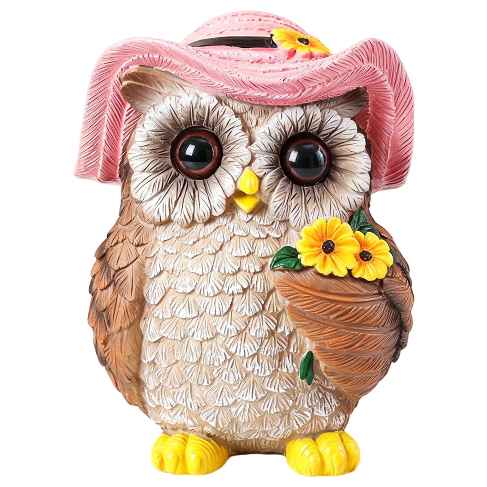 Introti Cute Owl Figurine, Hat Owl Figurine Housewarming Gift for Women Men Birds Lover, Home Shelf Office Decoration