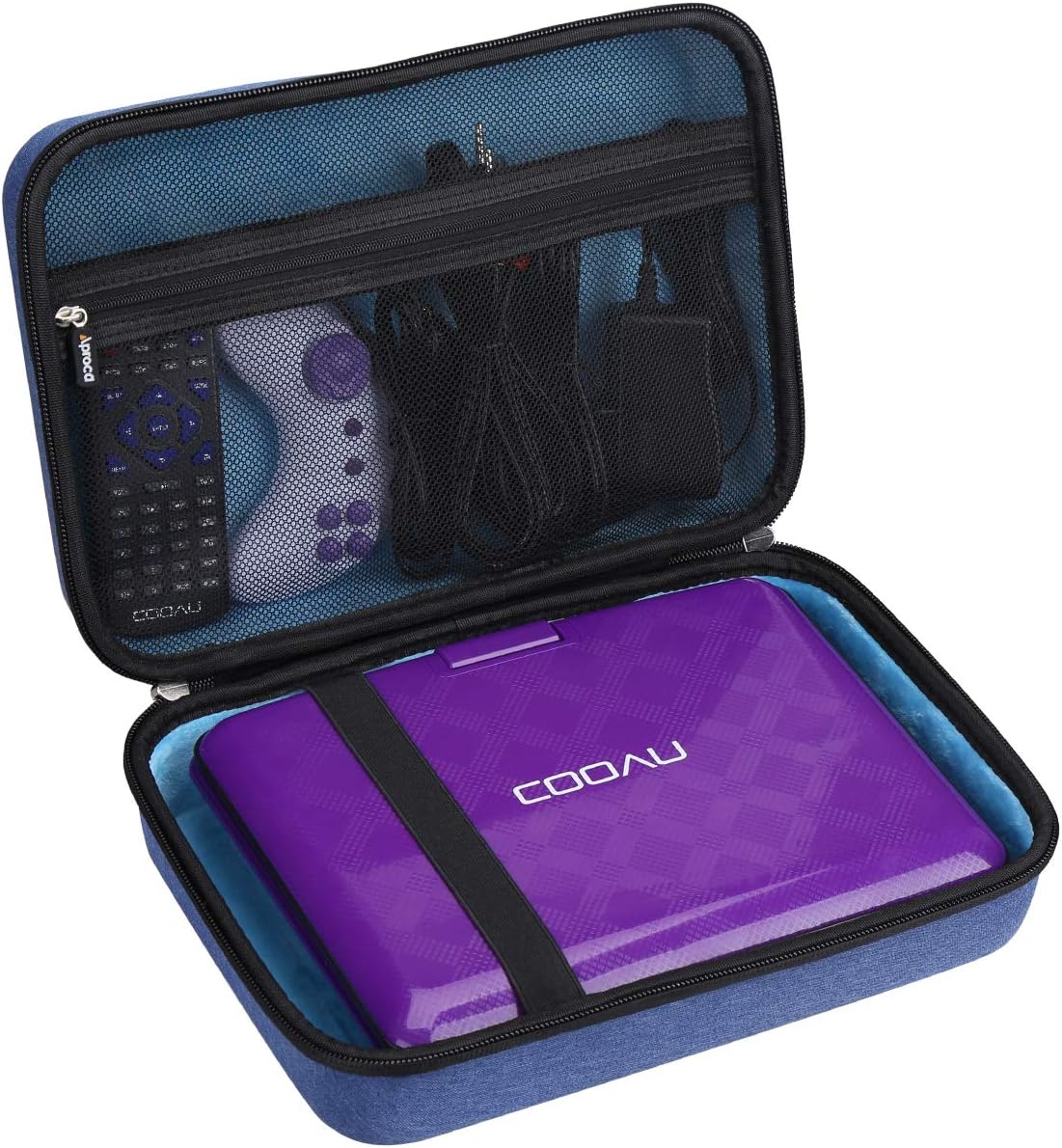 Aproca DVD Player Case Compatible with ieGeek 11.5" / COOAU 11.5" / 12.5" / SQQBZZ 11.5" / SUNPIN New 11.5" / Megatek 12.5" Portable DVD Player, Storage Bag for Accessories - Blue (Case Only)