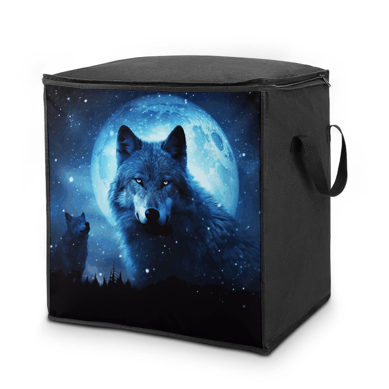 70L Wolfs Storage Bag With Zipper Closet Organizers with Handle for Home Storage Organizer for Blankets Quilts Clothes Comforter Bedding And Pillows