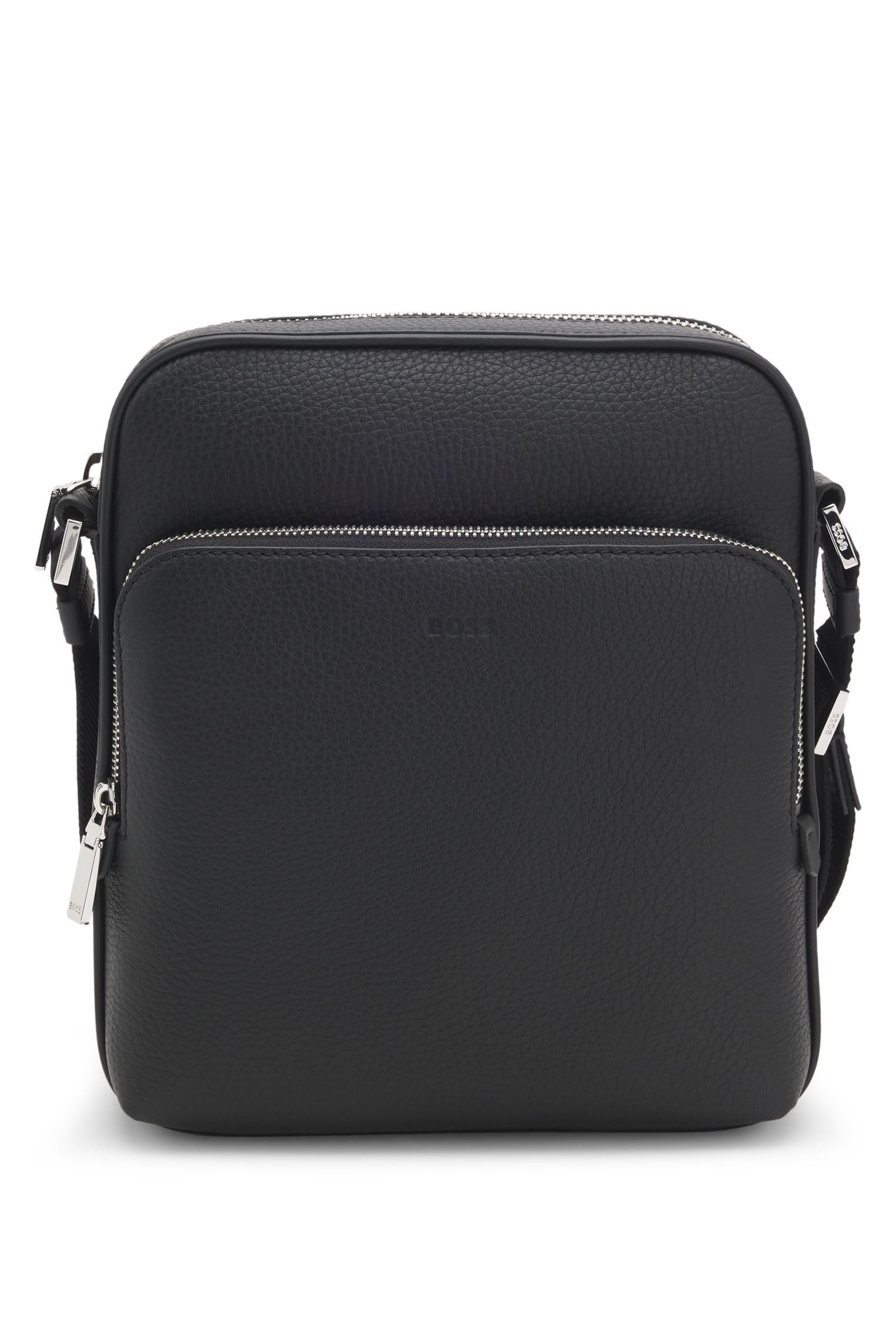 BOSS Hommes New Crosstown NS Zip Sac reporter en cuir italien à grain naturel
