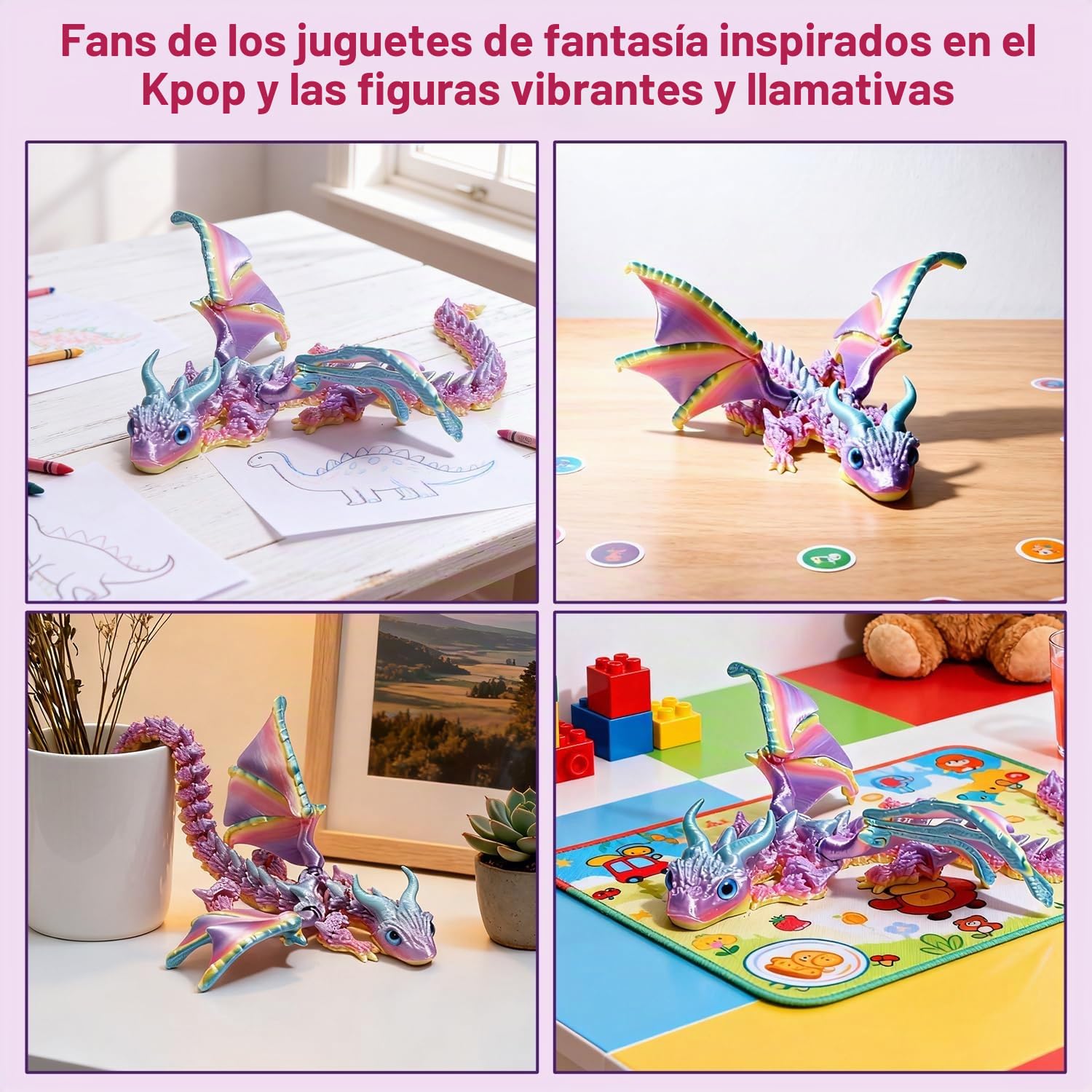 Dragón Articulado con Alas Impreso en 3D – Fidget spinner Flamewing, juguete de Cómo entrenar tu dragón, Dragon Juguete Flexible con Articulaciones Móviles, Decoración Hogar y Oficina, Regalo Navidad