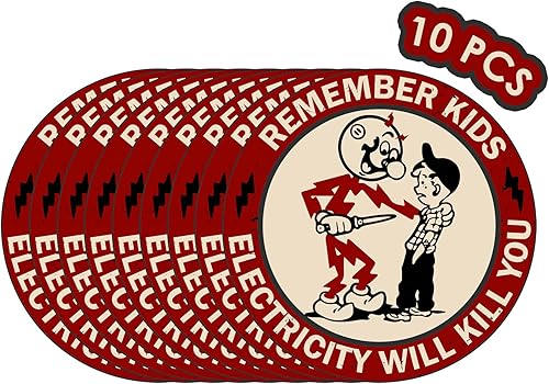 Pegatinas Remember Kids Electricity Will Kill You, paquete de 10 calcomanías de casco para hombres linieros, calcomanías de advertencia de
