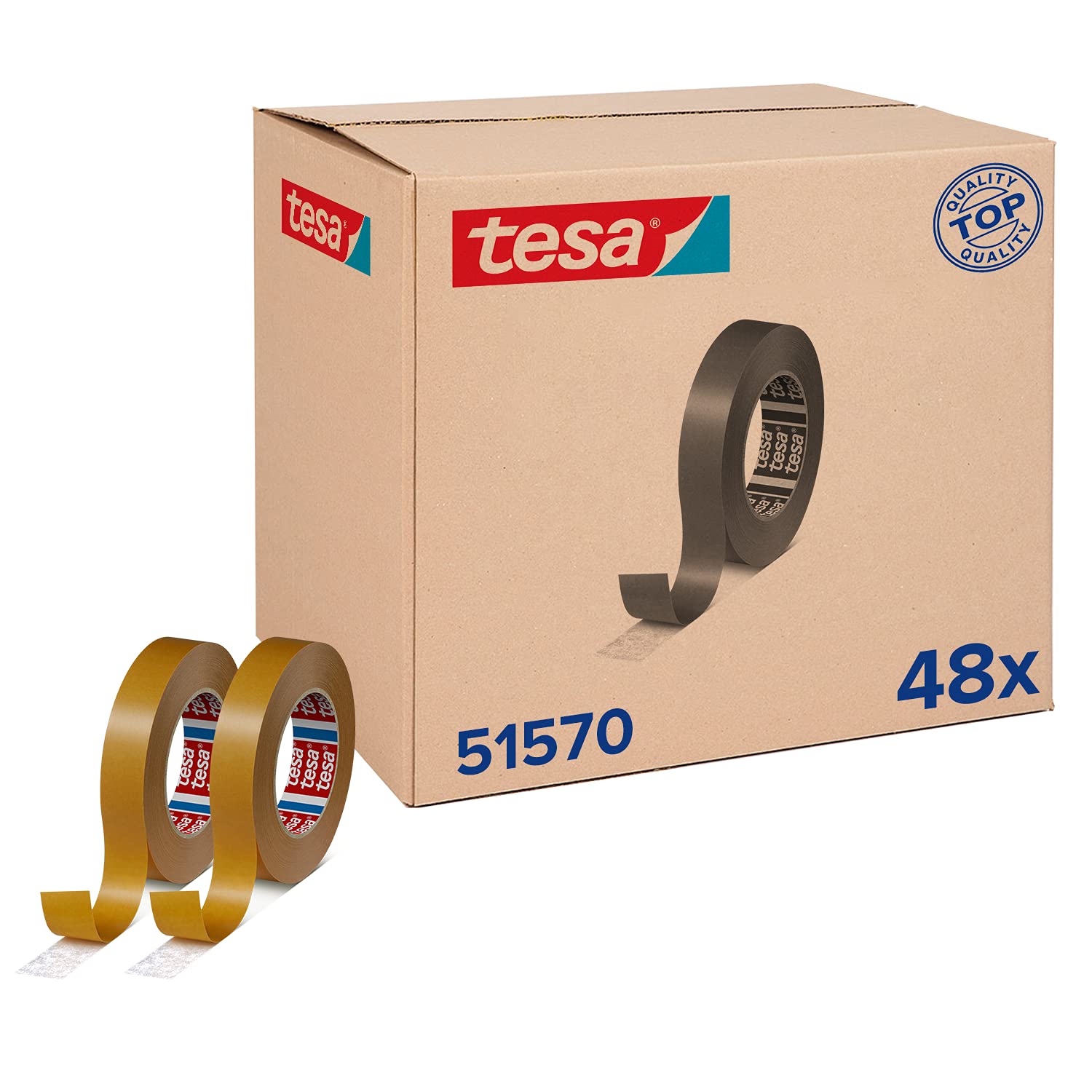 tesa Tesafix 51570-00002-00 - Cinta adhesiva de doble cara para montaje sin taladrar, 48 rollos de 50 unidades, 48 x 50 x 25 mm