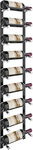 VintageView Vino Pins Flex Sistema de estante de vino de metal montado en la pared (negro matealuminio, 9 botellas)