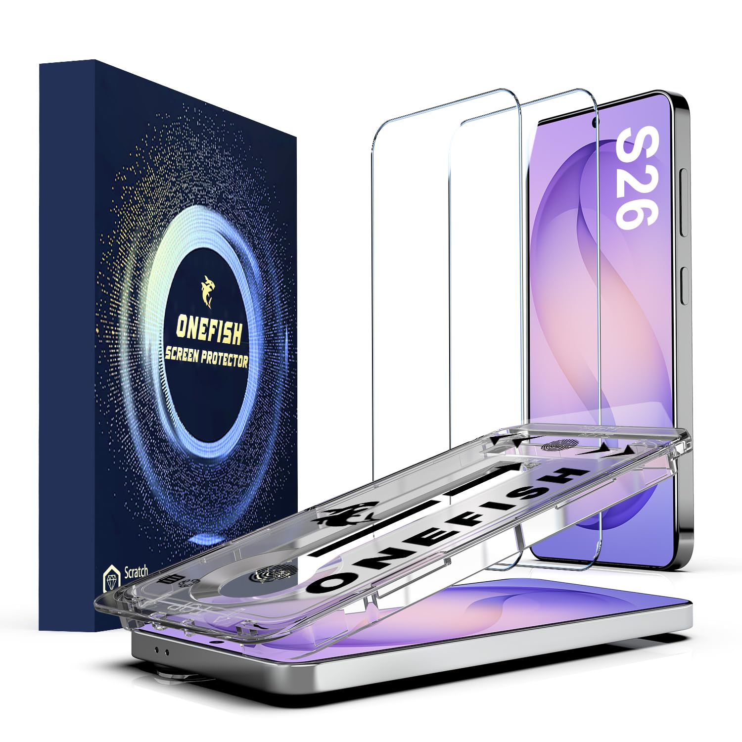 OneFish Screen Protector Compatible with Samsung Galaxy S26 ，2 Pack