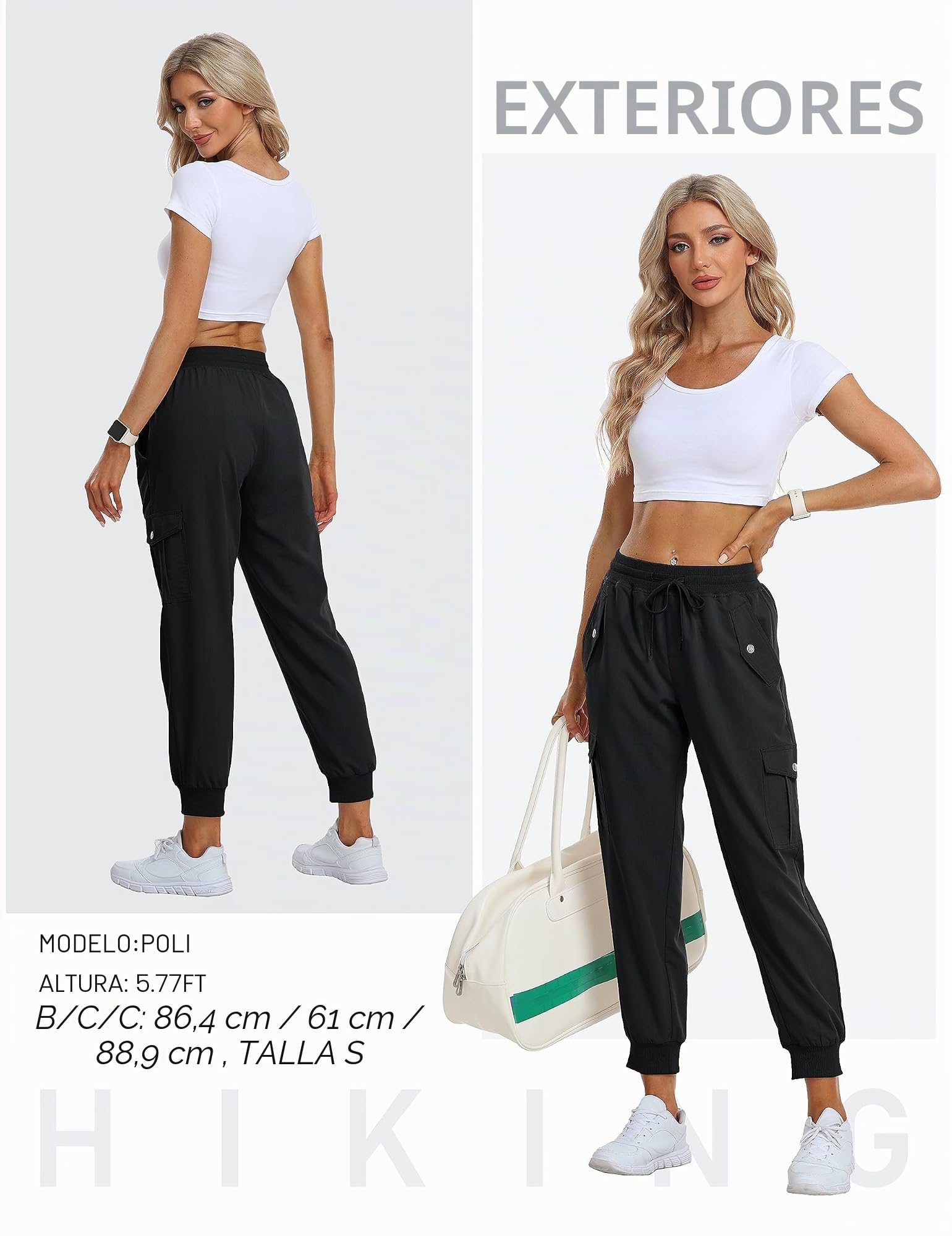 JINSHI Pantalones Cargo Mujer Jogger Pantalón Ligero Transpirable Pantalones de Senderismo Deportes Acampada Trekking con Multibolsillos