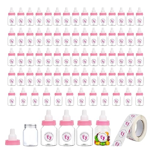 72 piezas de mini biberones de leche para baby shower color blanco minibiberones de plástico baratos para recuerdos de fiesta de baby shower