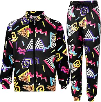 Amazon.com: Doefo 80s 90s Outfit for Men 2 Pieces Tracksuit Retro