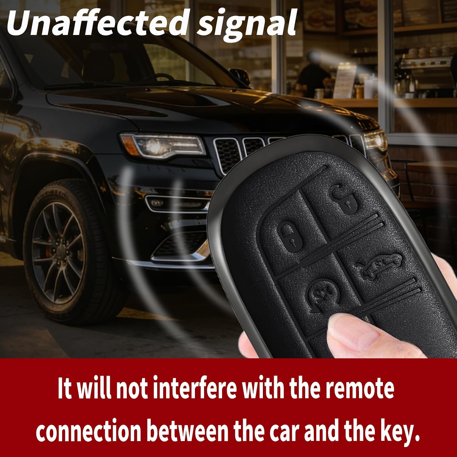 Key Fob Cover for 2014-2022 Grand Cherokee Compass Durango(D-Black) image 3