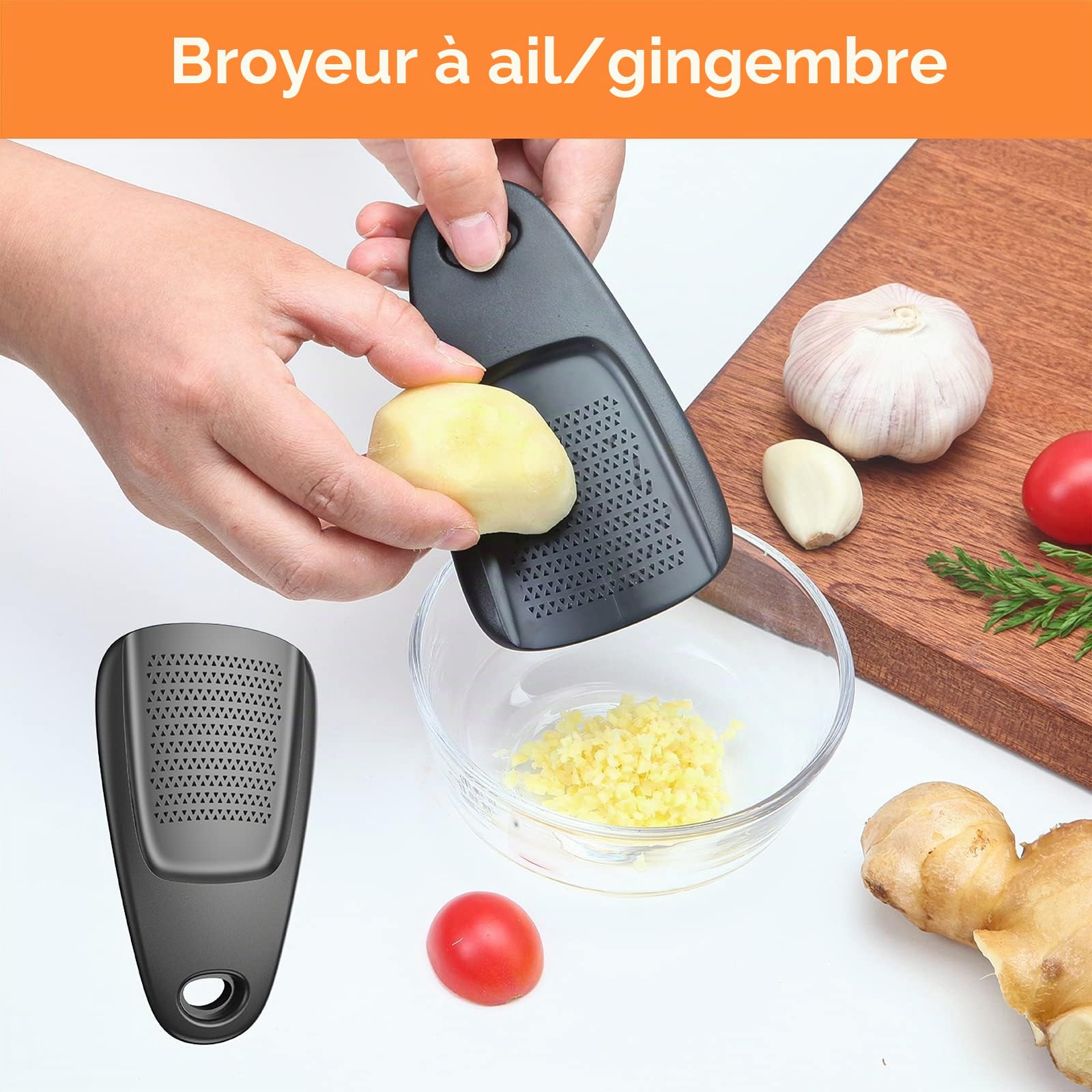 Pisol Kitchen Ensemble de gadgets uniques 6 pièces, gain de place, râpe à fromage, ouvre-bouteille, éplucheur de fruits et légumes, coupe-pizza, broyeur d'ail et de gingembre, décapant d'herbes