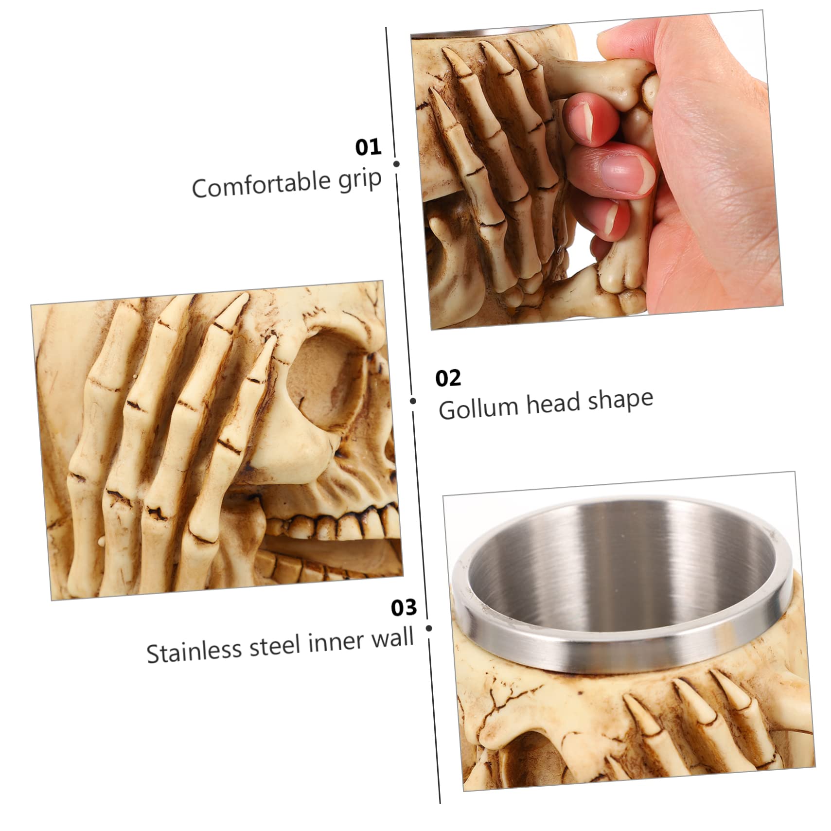 PRETYZOOM 3 Piezas Tazas Decoración De Halloween Esqueleto Vasos Vikingo Taza De Café Gótico Caldero Forma De Calavera Copa Esqueleto Copa De Beber Cuerno Cráneo Taza De Té De Acero
