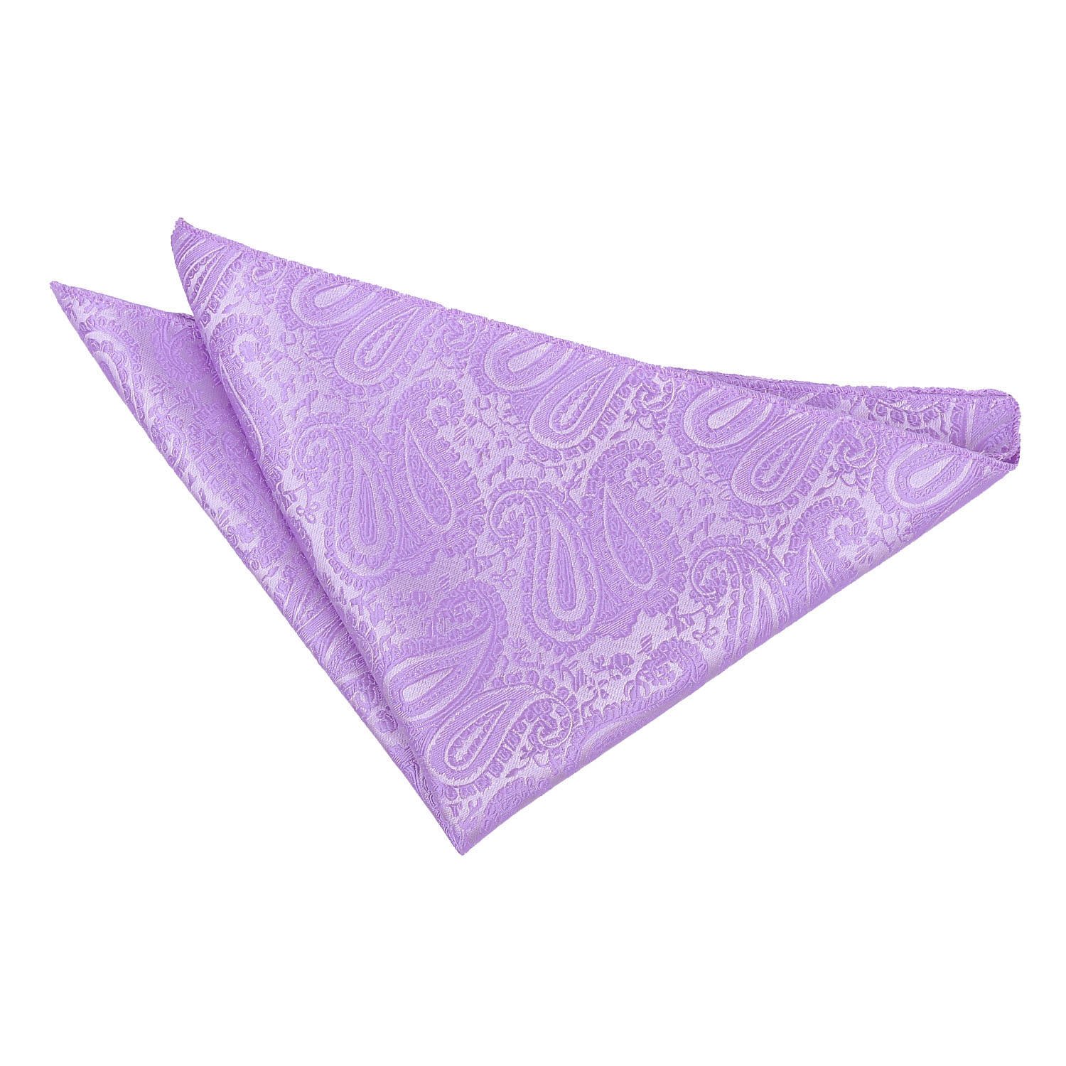DQT Mens Paisley Floral Jacquard Pocket Square - Wedding, Business & Formal Suit Handkerchief - Lilac