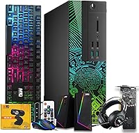 Vista 10 de Lumos 8 PC de escritorio para juegos, Intel Core i7 6ª generación, GT 1030 2GB DDR5, 8 GB de RAM, SSD de 1 TB + disco duro de 2 TB, monitor de 22