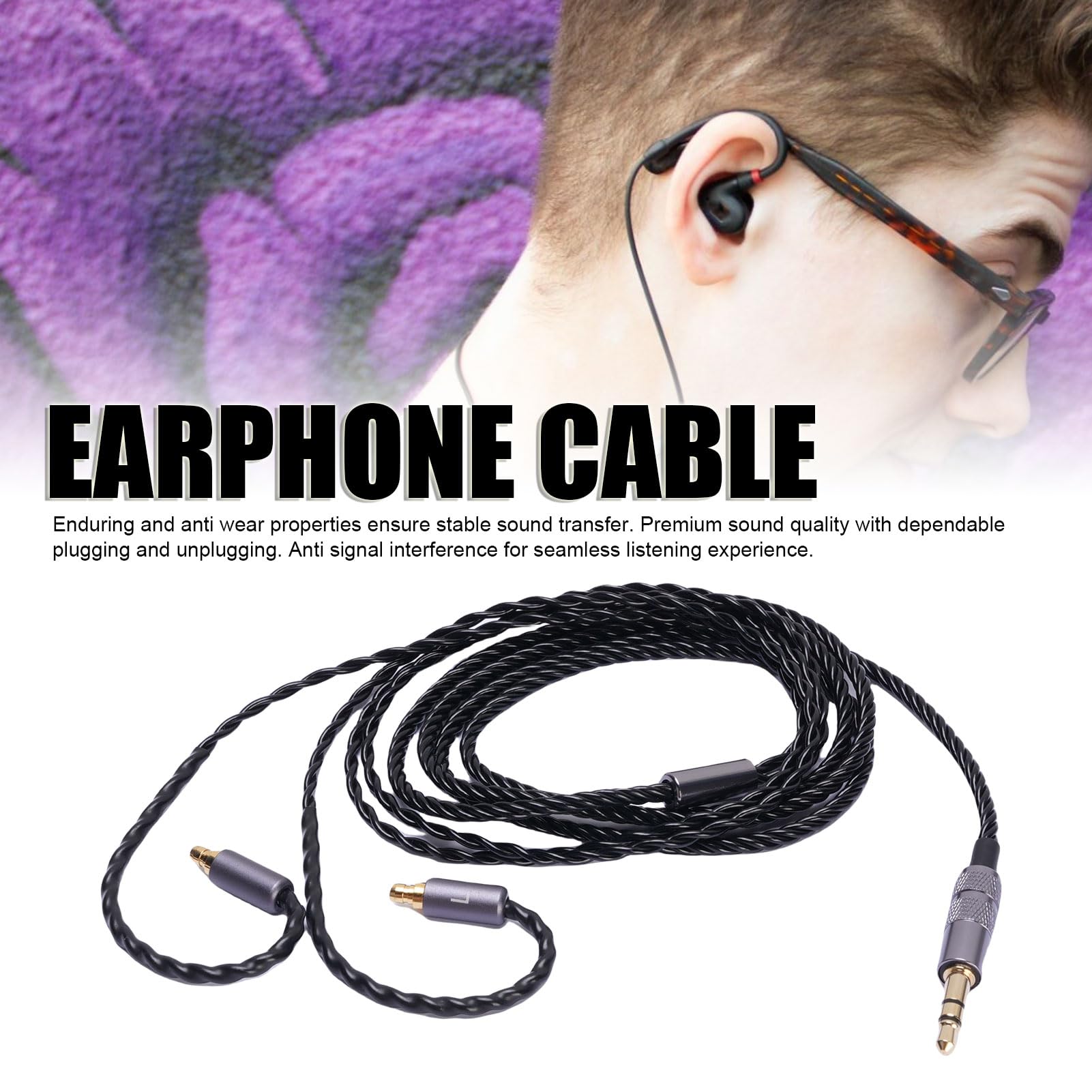ASHATA Ersatz-Audiokabel, Upgrade-Kopfhörerkabel für IE 100, IE400, IE 500, IE100 Pro, IE400 Pro, IE 500 Pro, Kopfhörer-Soundkabel, 3,5-mm-Stereostecker