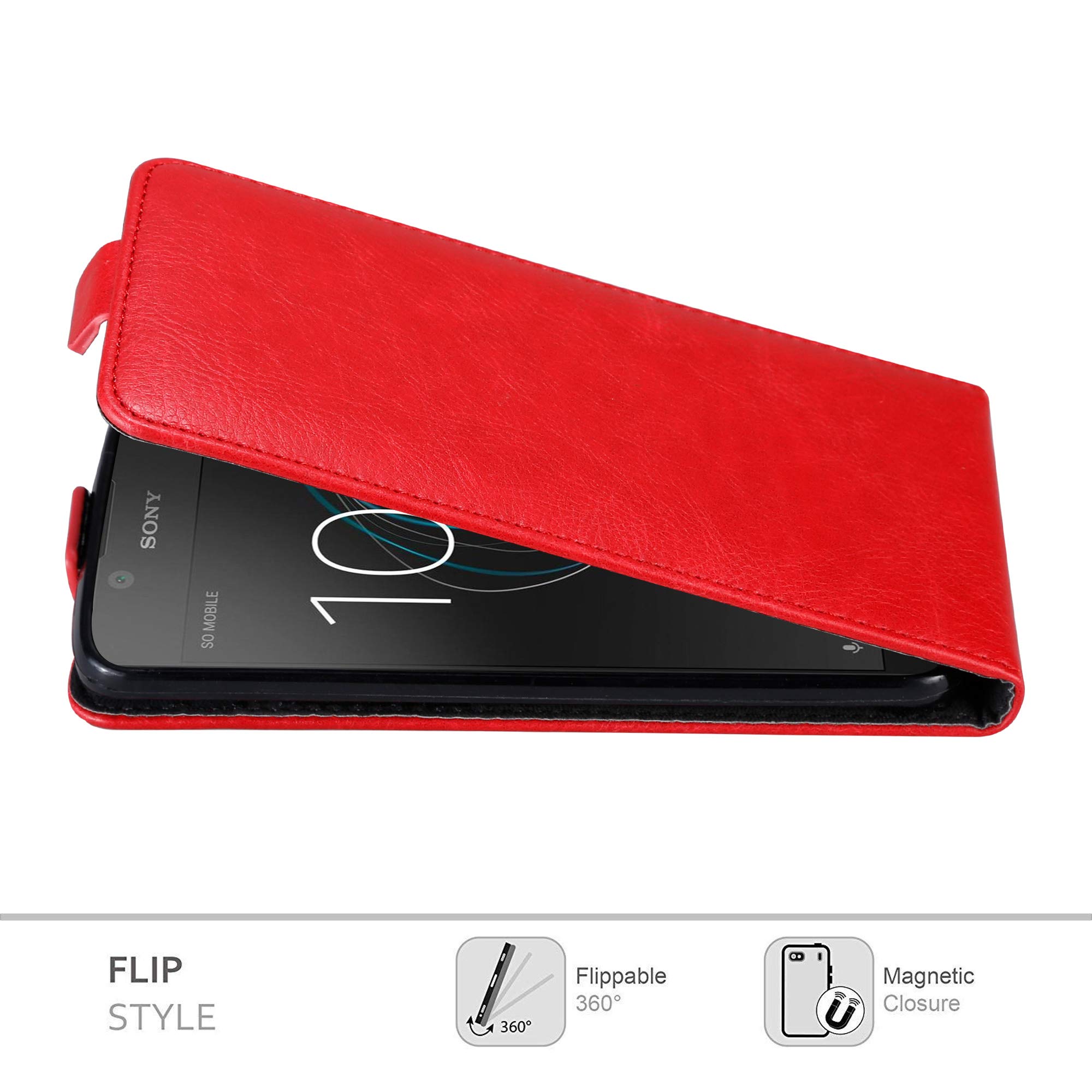Cadorabo Leder-Handyhülle Für Sony Xperia L1 – Flip Cover Mit Standfunktion & Kartenfach, Schwarz