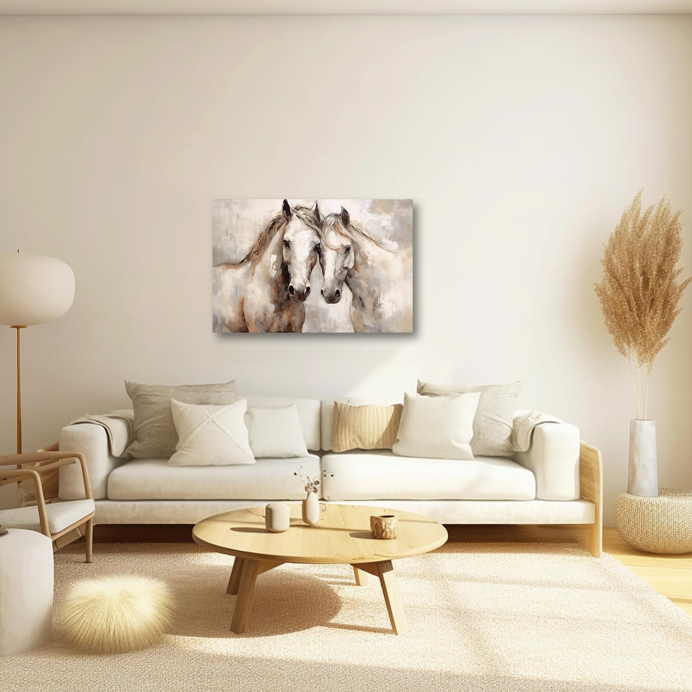 CXHOSTENT Leinwand-Kunst – Weißes Pferd Mit Rosa Blumen, Wandbild 30x45 Cm, Modernes Wohnzimmer-Dekor