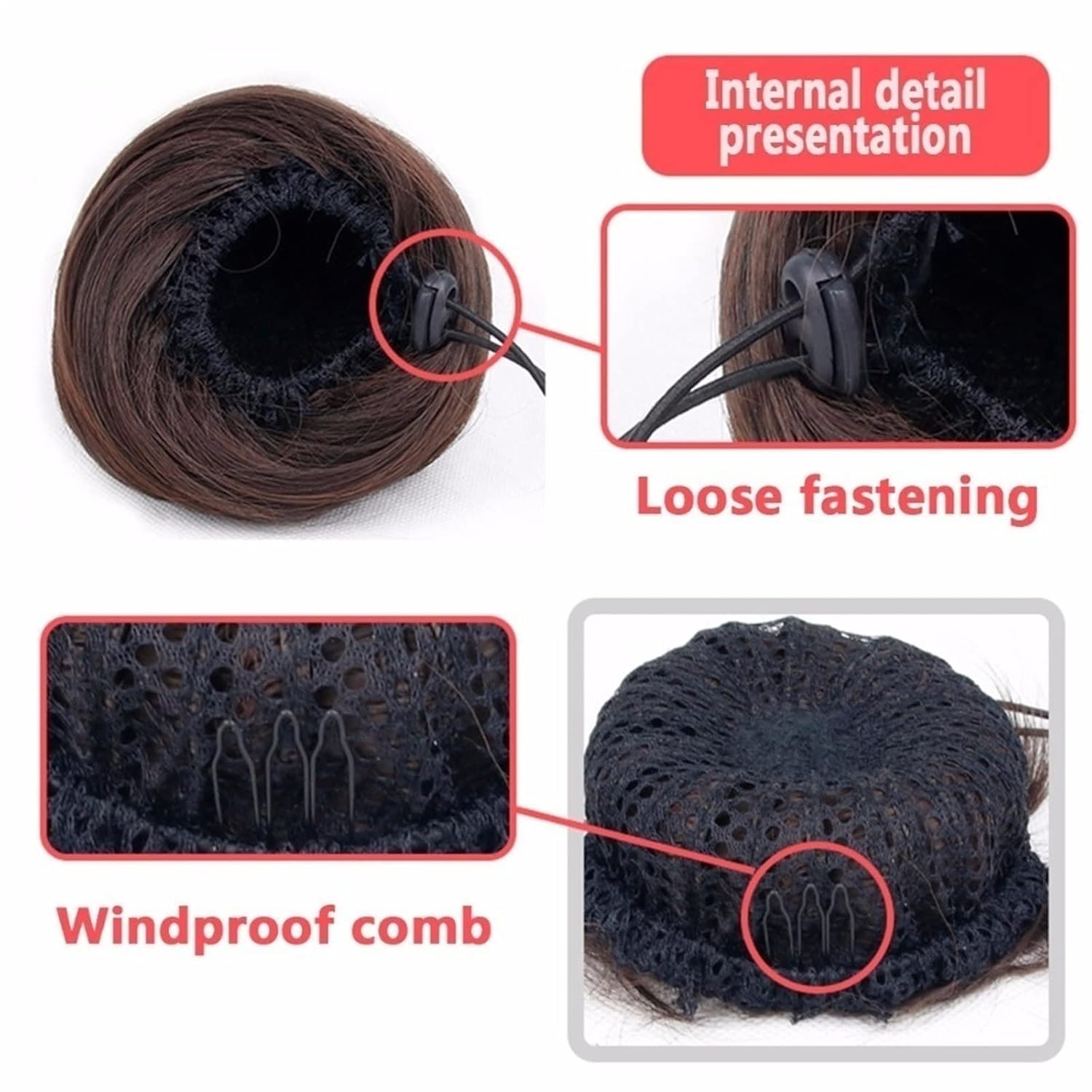Hair Chignon Synthetic Hair Bun Donut Bun with Elastic Band Ponytail Extensions Hair Clip Wig Ponytail Headwear for Women Hair Pieces For Women(101)