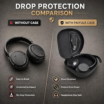 PAIYULE Headphone Case for Sony WH-CH720N WH-CH520 WH-1000XM4 for Soundcore Q20i Q20 Q30 for JBL Tune 720BT 510BT Noise Canceling Headphones, Wireless Headset Travel Bag (Box Only)(Black)